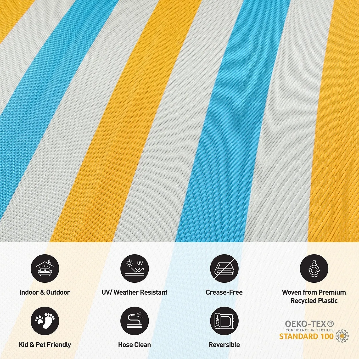 World Rug Gallery Contemporary Stripe Reversible Recycled Plastic Outdoor Rugs