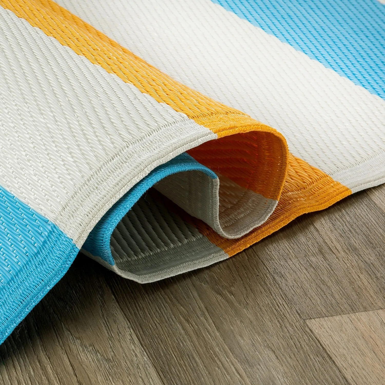 World Rug Gallery Contemporary Stripe Reversible Recycled Plastic Outdoor Rugs