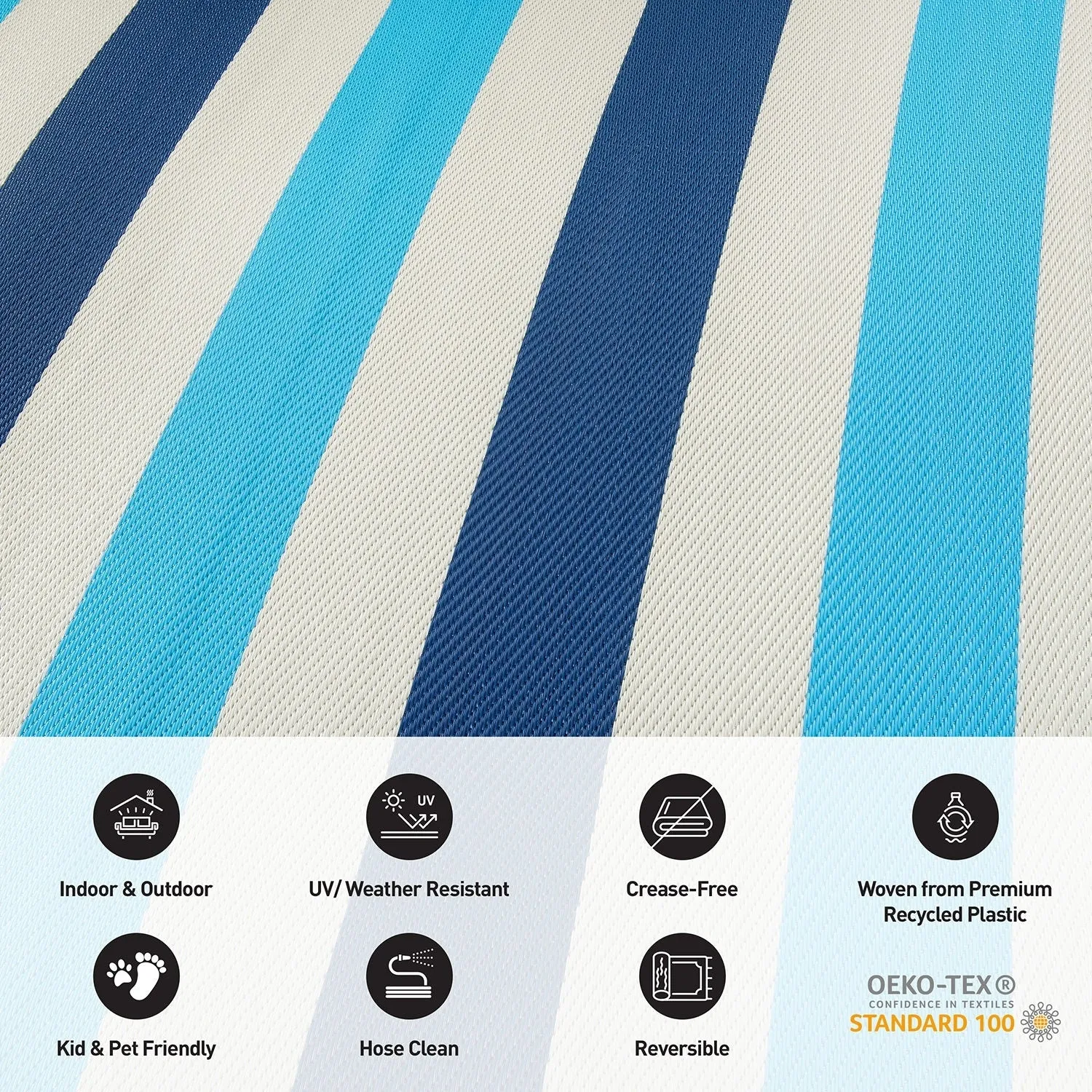 World Rug Gallery Contemporary Stripe Reversible Recycled Plastic Outdoor Rugs