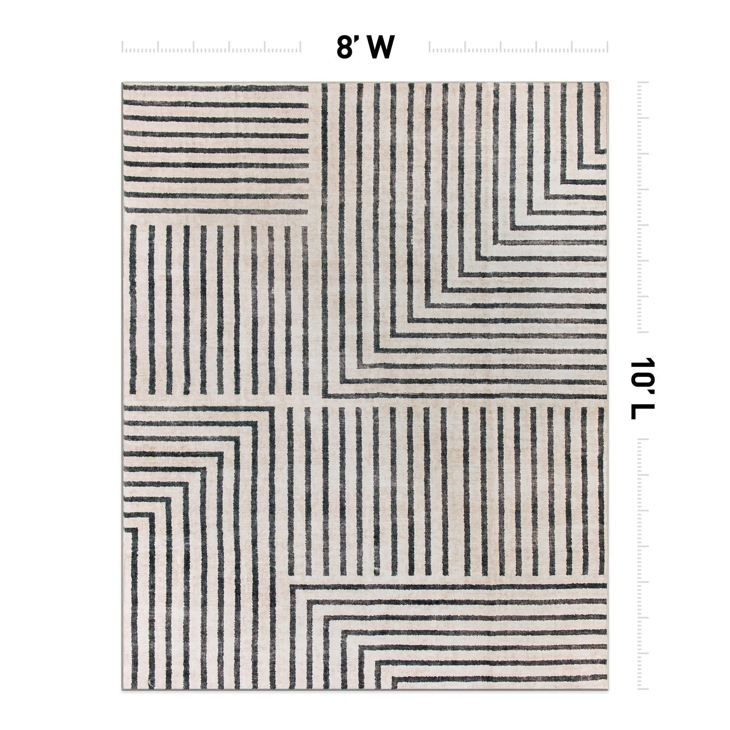 World Rug Gallery Distressed Bohemian Stripes Washable Non Slip Area Rug