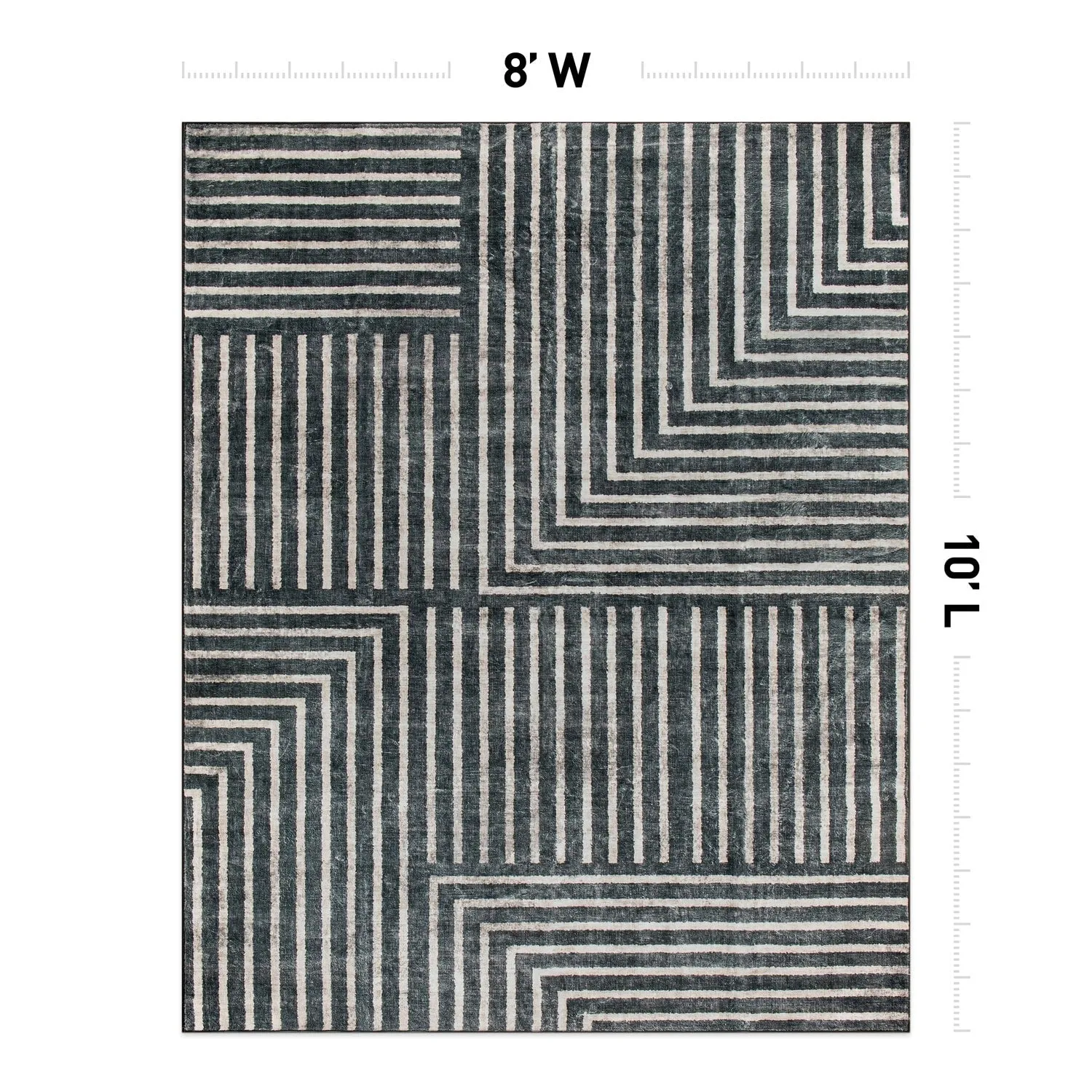 World Rug Gallery Distressed Bohemian Stripes Washable Non Slip Area Rug