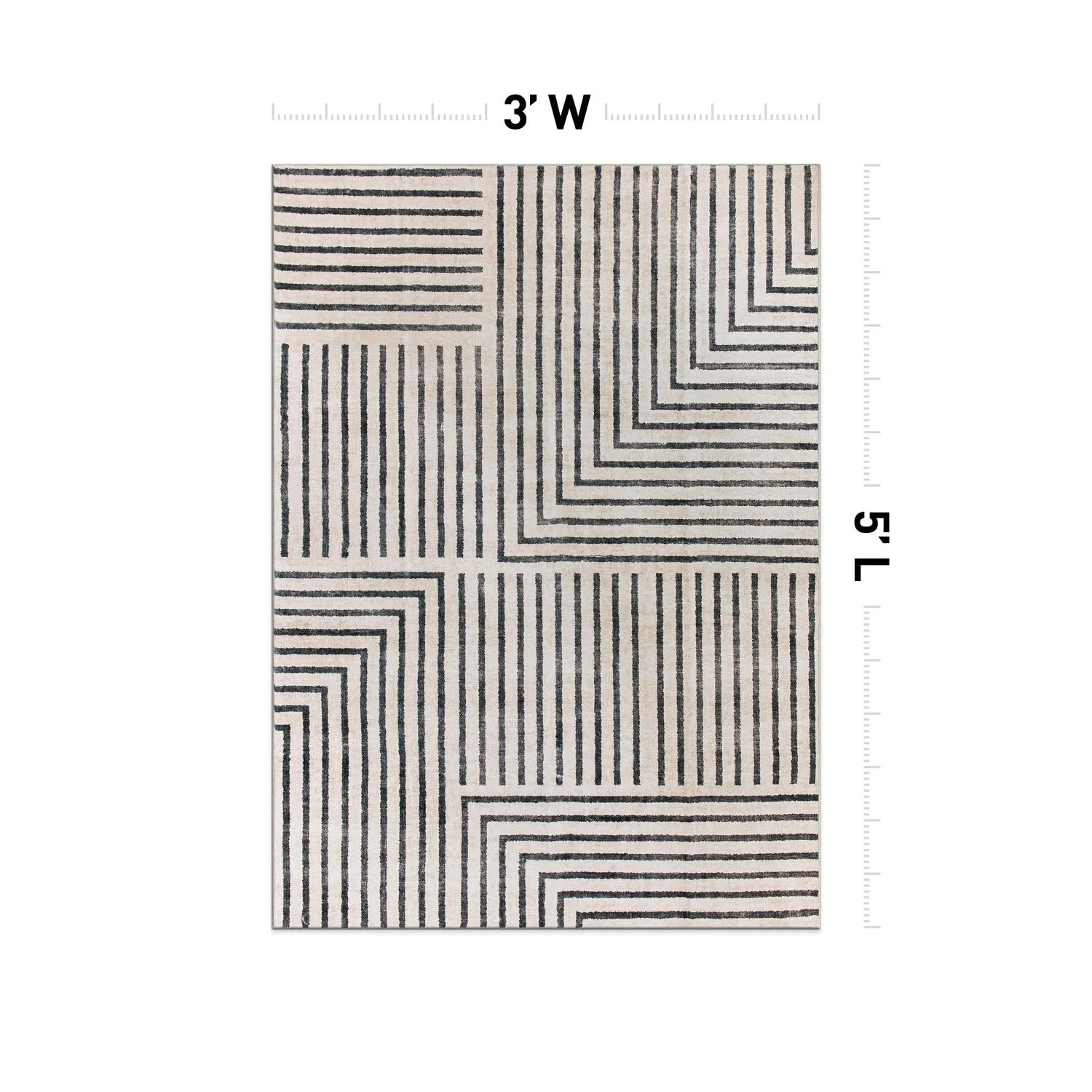 World Rug Gallery Distressed Bohemian Stripes Washable Non Slip Area Rug