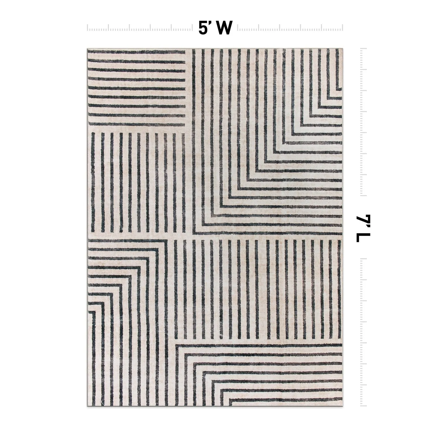 World Rug Gallery Distressed Bohemian Stripes Washable Non Slip Area Rug