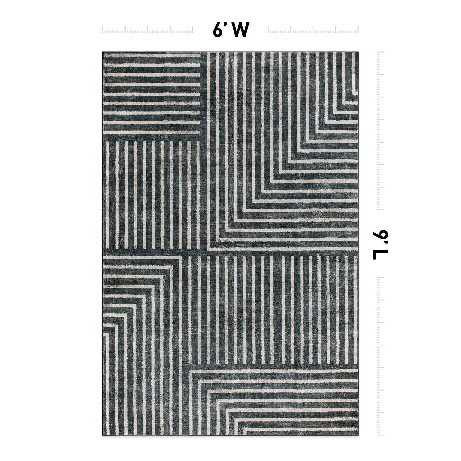 World Rug Gallery Distressed Bohemian Stripes Washable Non Slip Area Rug