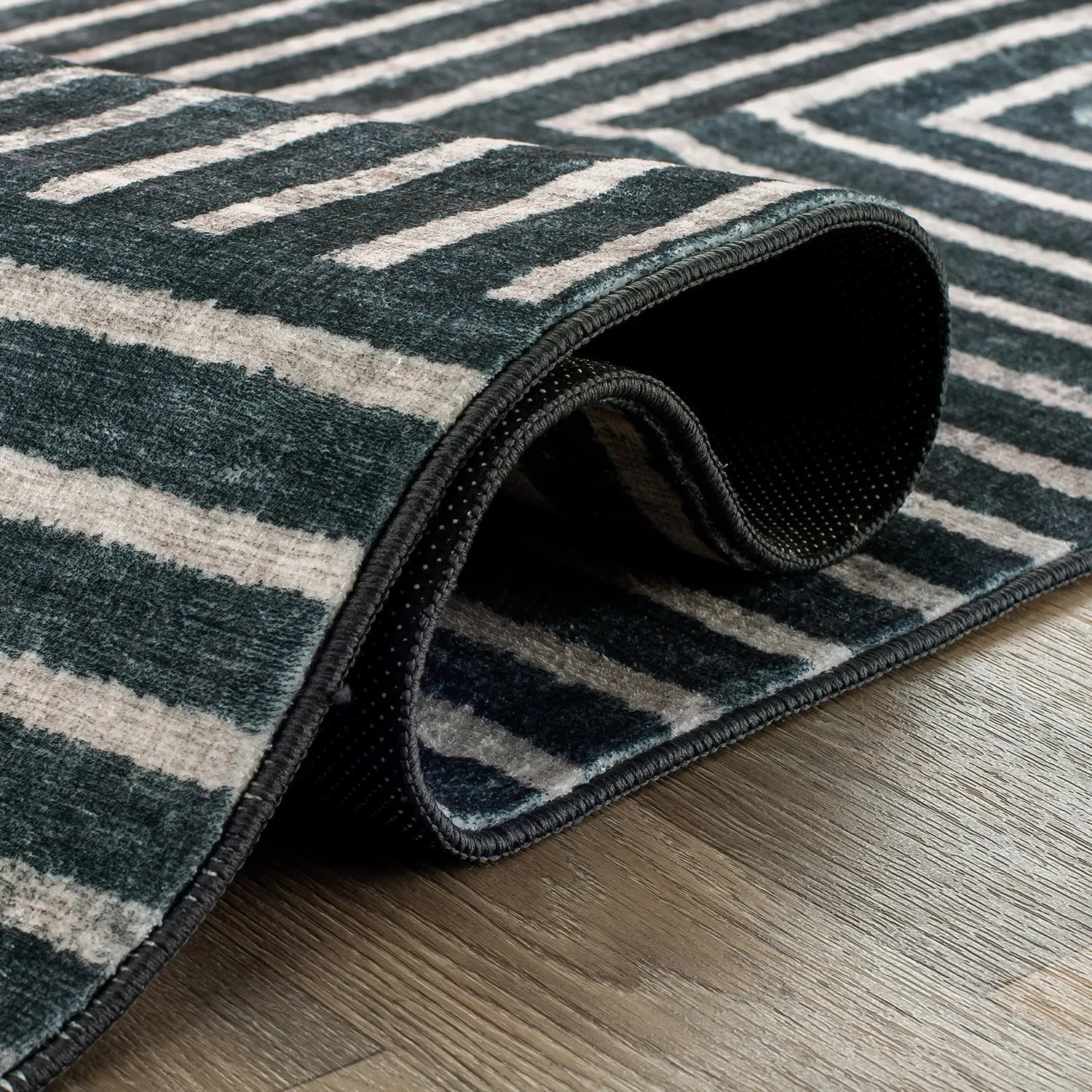 World Rug Gallery Distressed Bohemian Stripes Washable Non Slip Area Rug