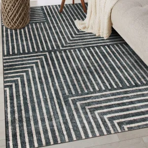 World Rug Gallery Distressed Bohemian Stripes Washable Non Slip Area Rug