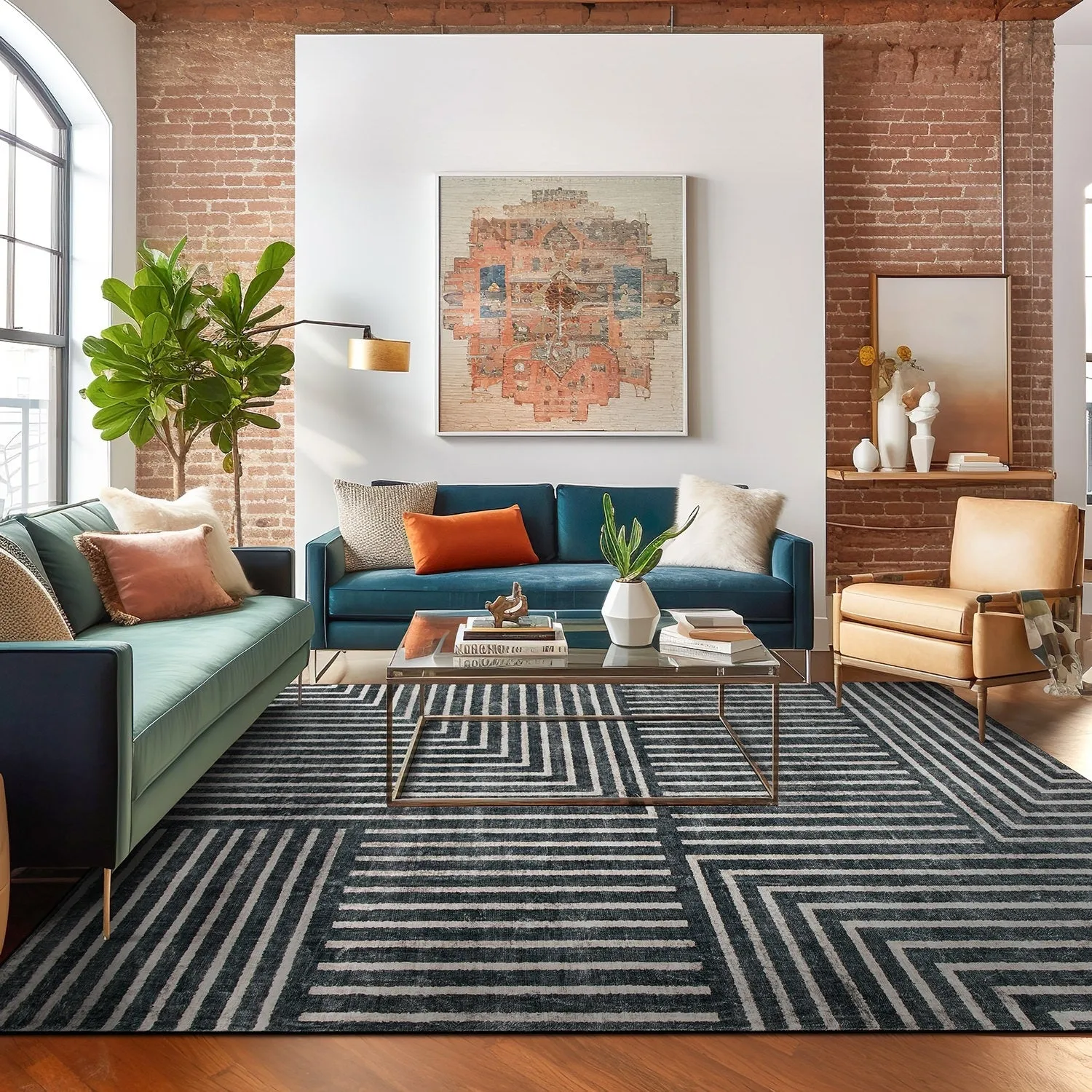 World Rug Gallery Distressed Bohemian Stripes Washable Non Slip Area Rug