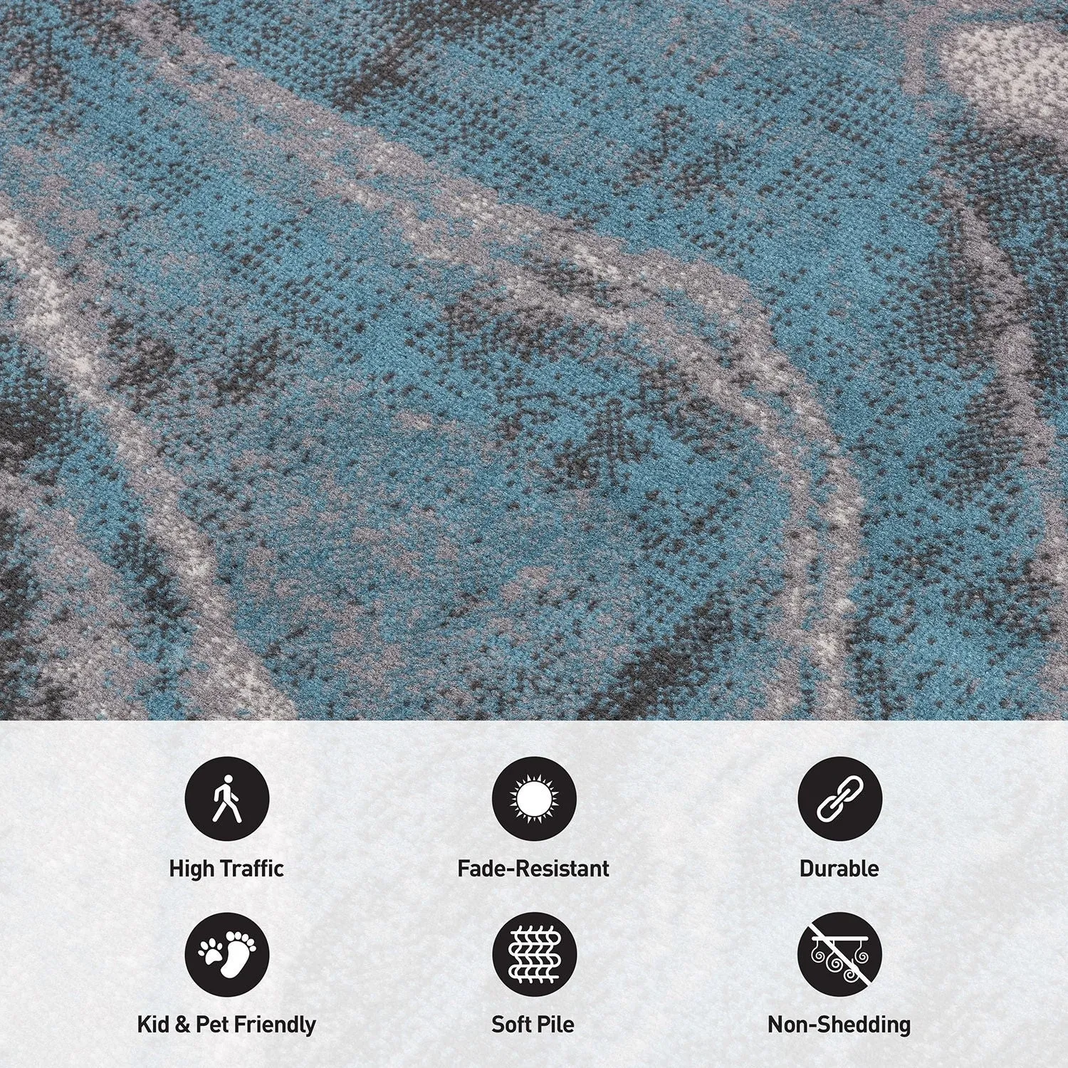 World Rug Gallery Distressed Contemporary Abstract Watercolor Area Rug