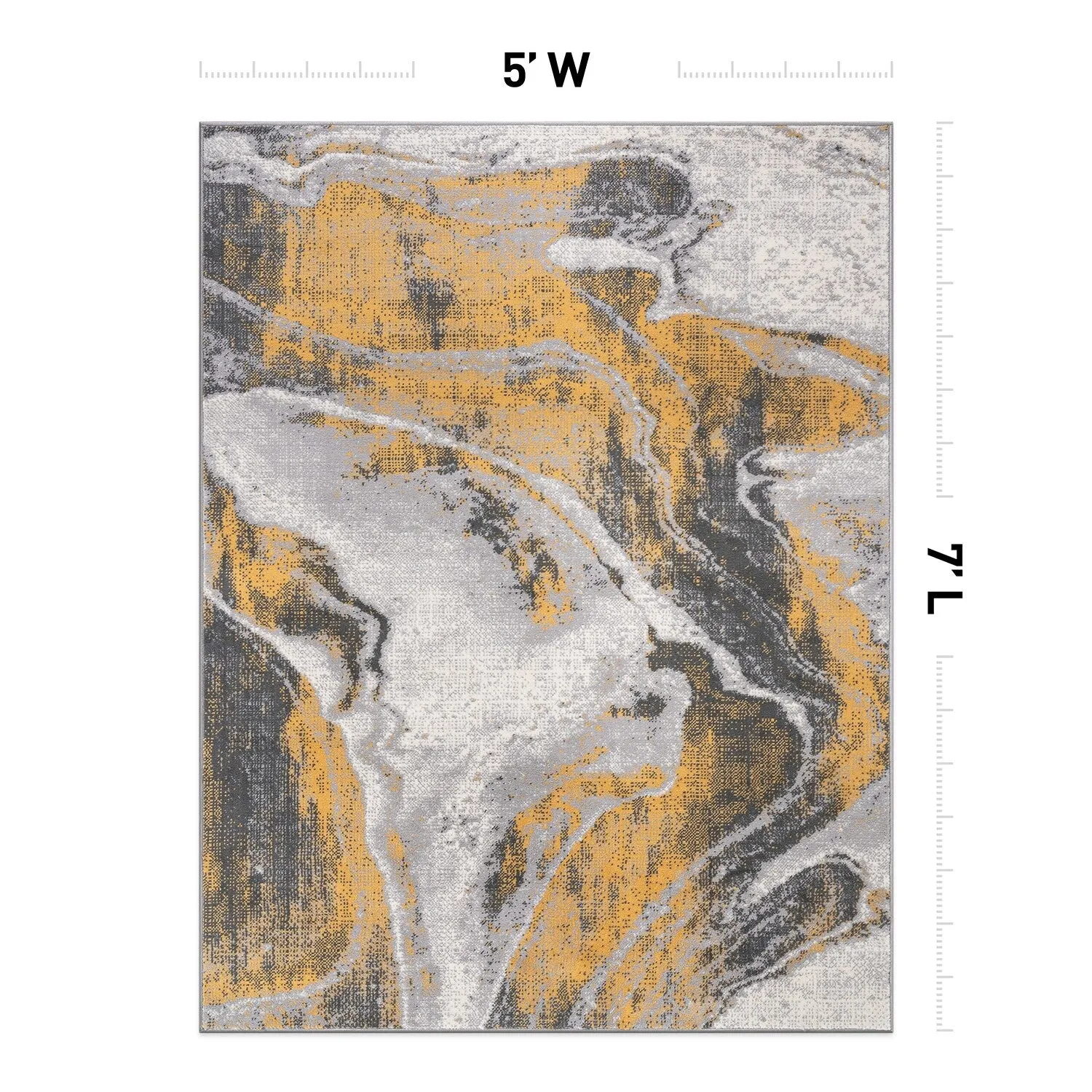 World Rug Gallery Distressed Contemporary Abstract Watercolor Area Rug