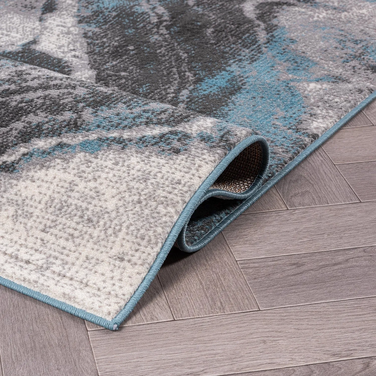 World Rug Gallery Distressed Contemporary Abstract Watercolor Area Rug