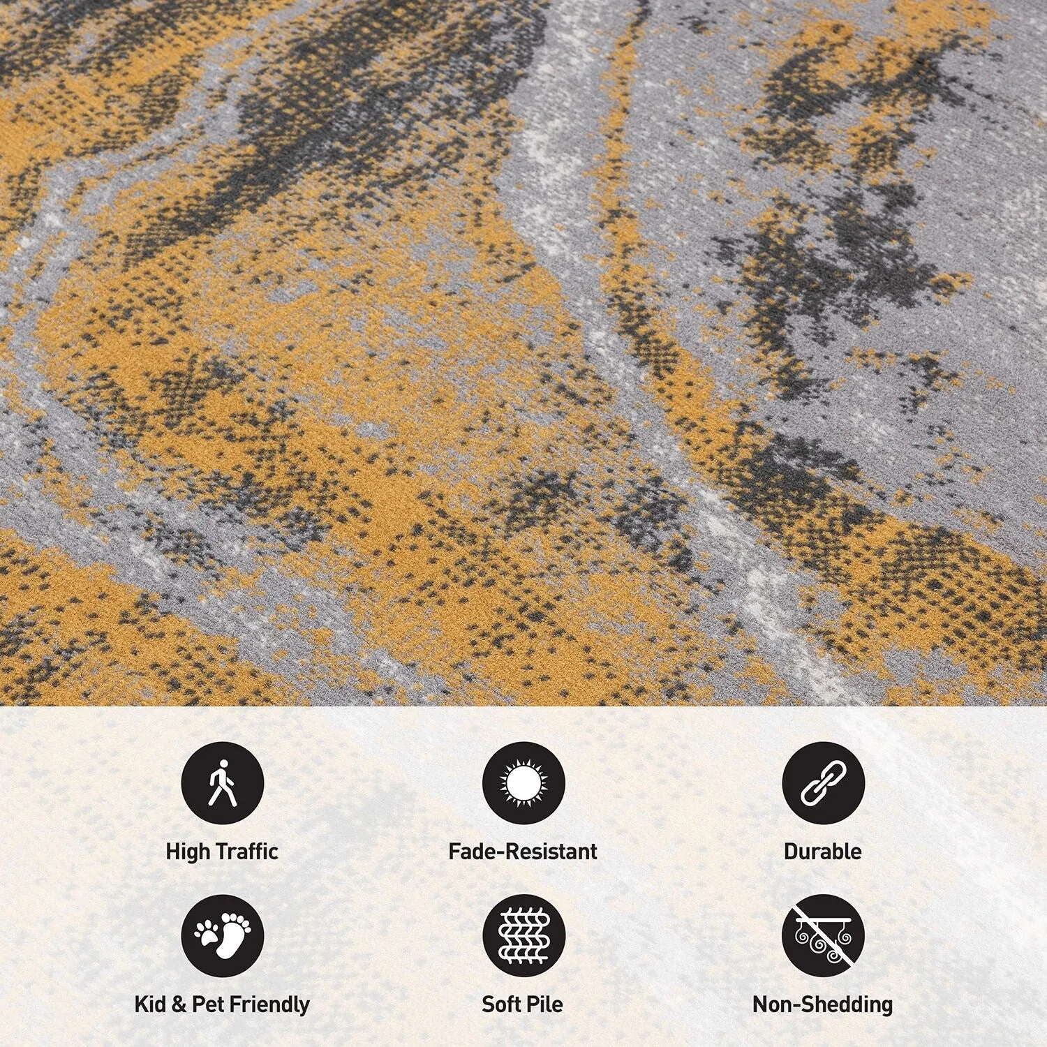 World Rug Gallery Distressed Contemporary Abstract Watercolor Area Rug