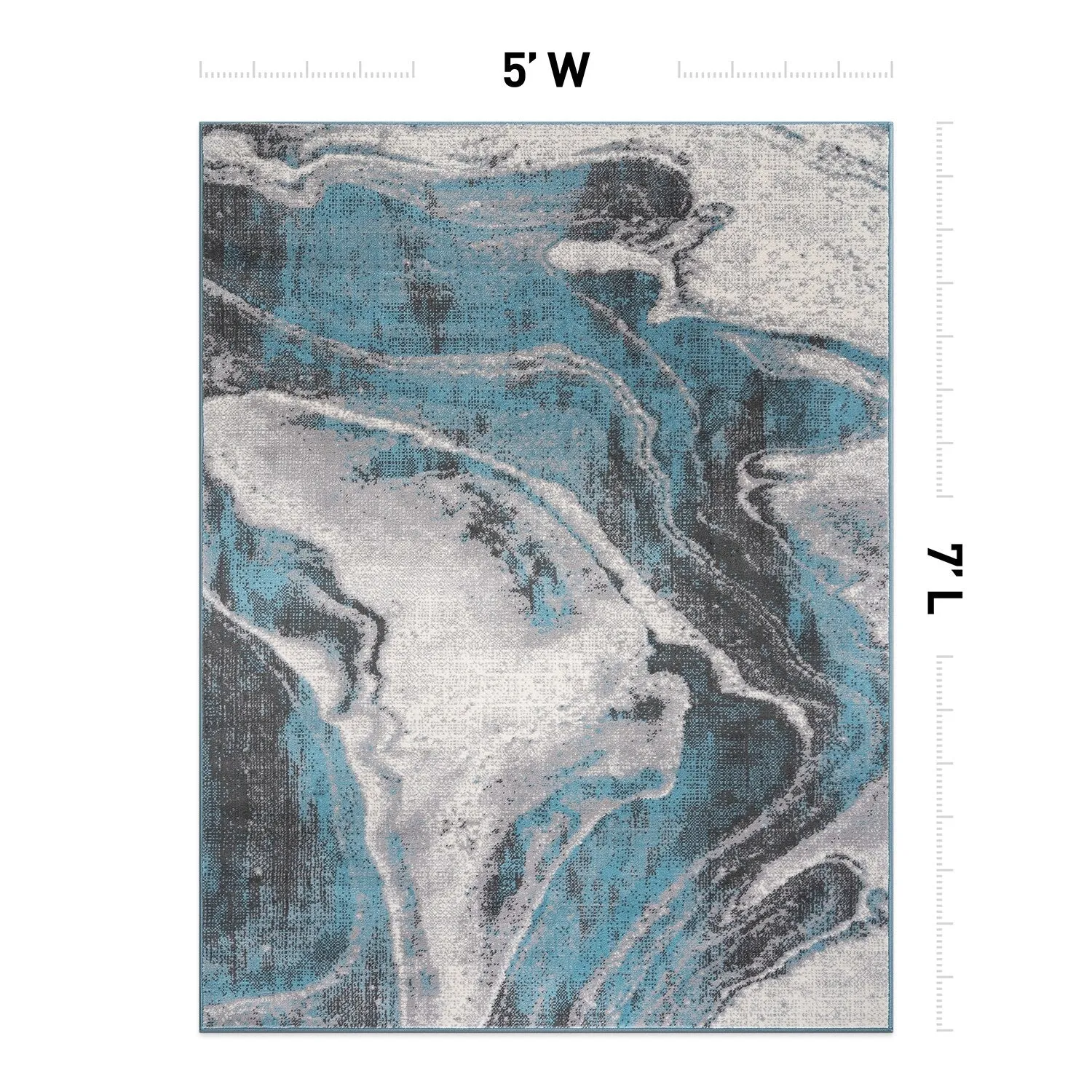 World Rug Gallery Distressed Contemporary Abstract Watercolor Area Rug