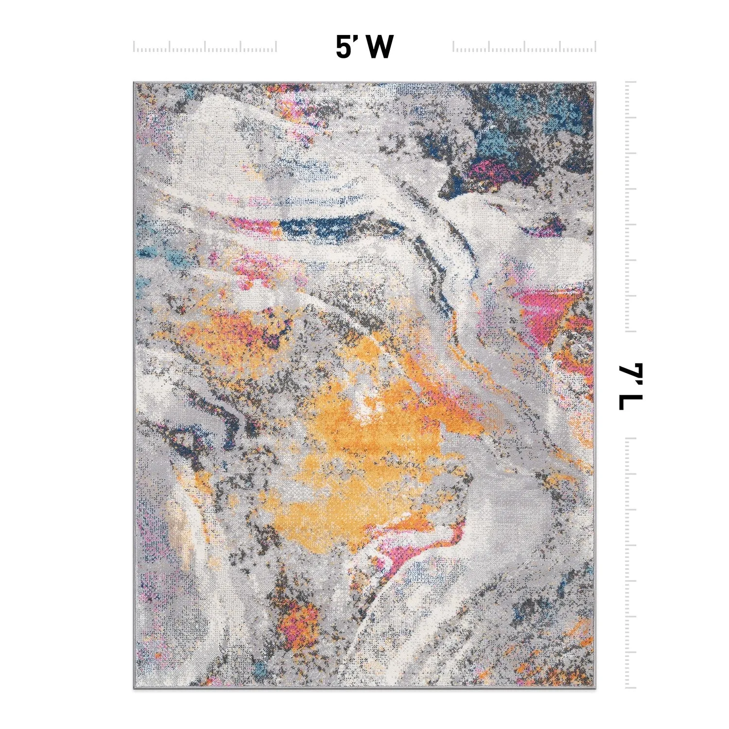 World Rug Gallery Distressed Contemporary Abstract Watercolor Area Rug