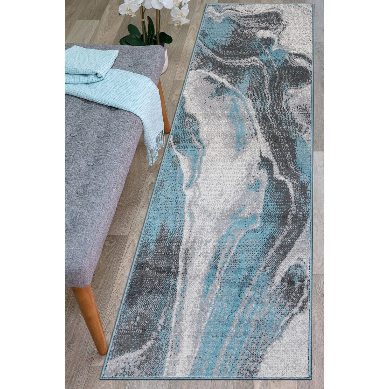 World Rug Gallery Distressed Contemporary Abstract Watercolor Area Rug