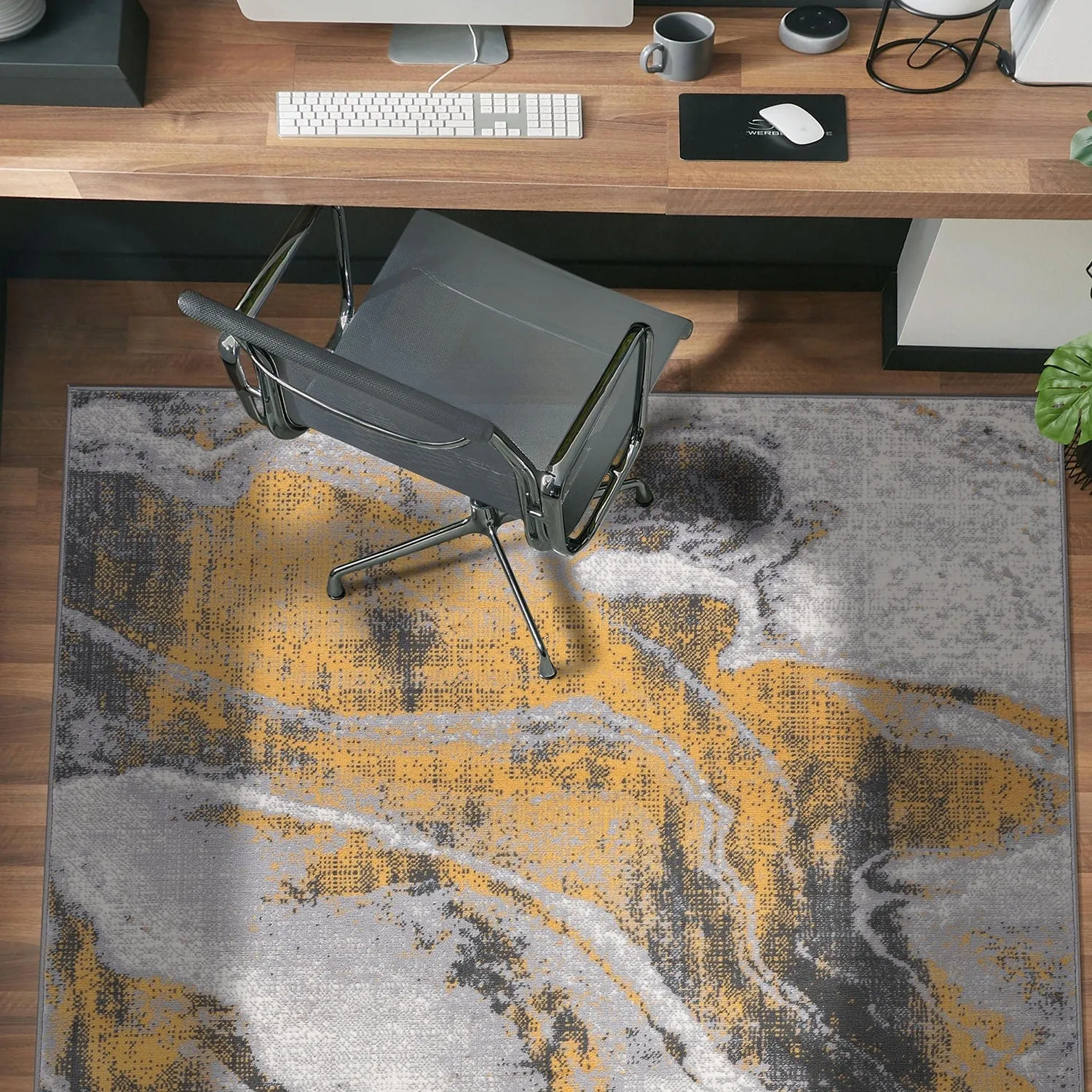 World Rug Gallery Distressed Contemporary Abstract Watercolor Area Rug