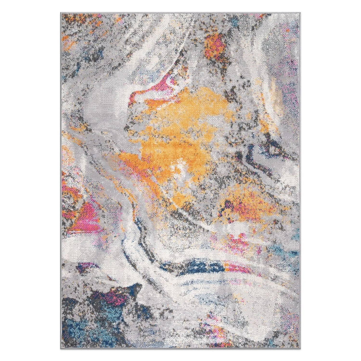 World Rug Gallery Distressed Contemporary Abstract Watercolor Area Rug