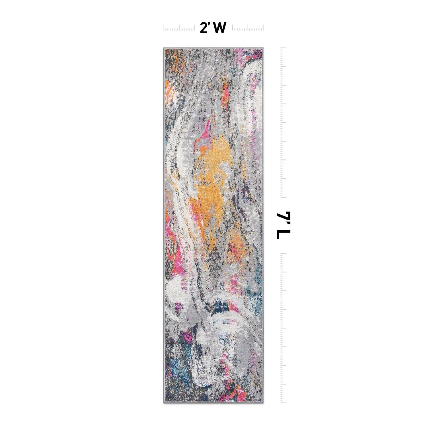 World Rug Gallery Distressed Contemporary Abstract Watercolor Area Rug