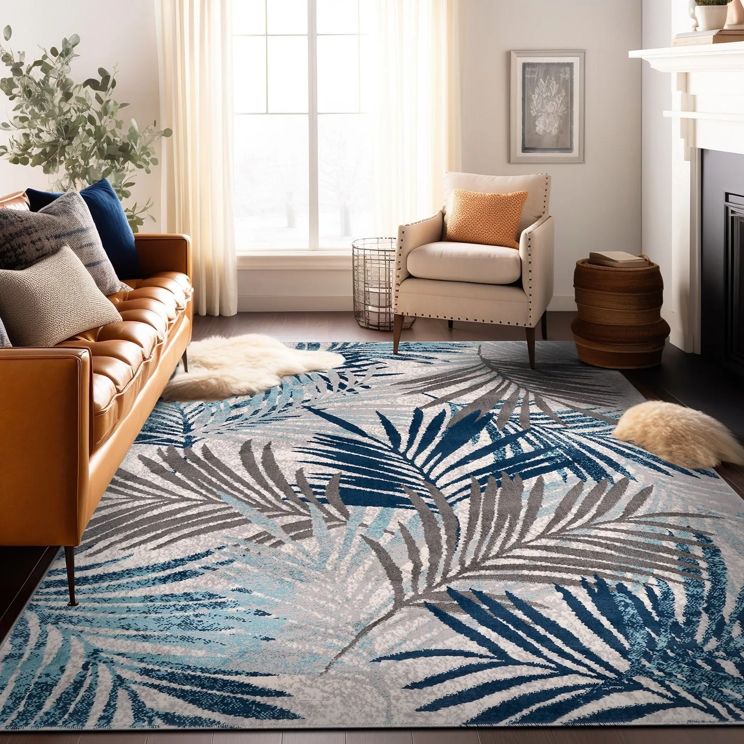 World Rug Gallery Edinburgh Floral Leaves Area Rug
