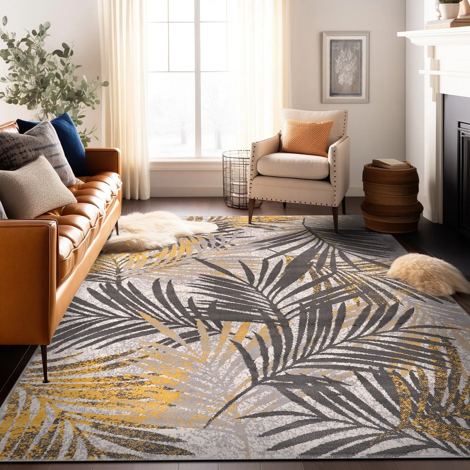 World Rug Gallery Edinburgh Floral Leaves Area Rug