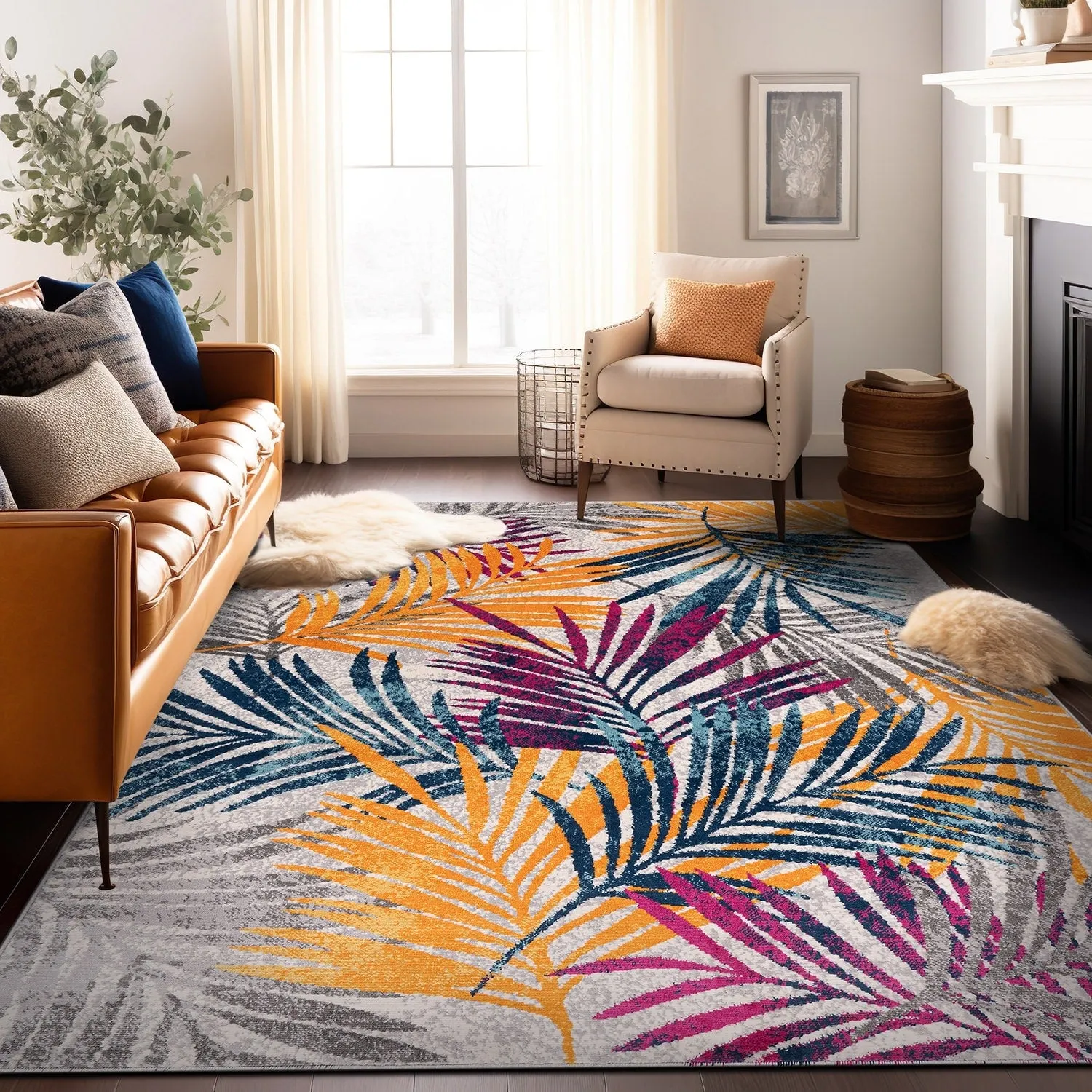 World Rug Gallery Edinburgh Floral Leaves Area Rug