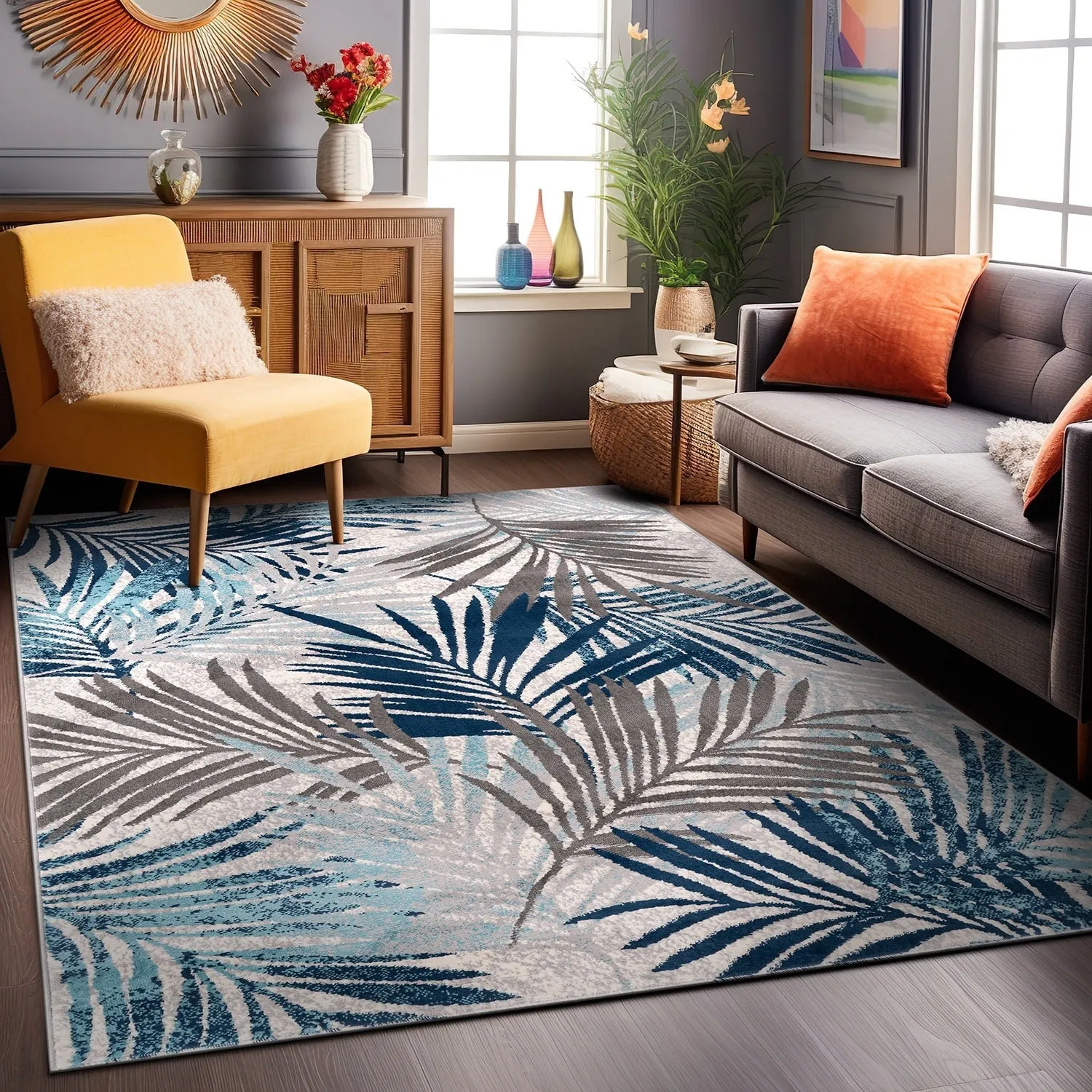 World Rug Gallery Edinburgh Floral Leaves Area Rug