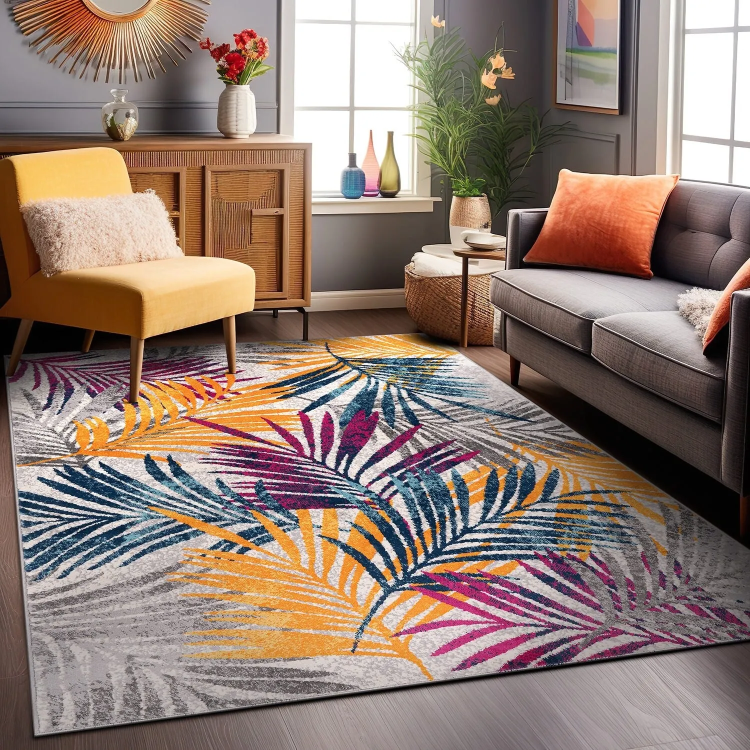World Rug Gallery Edinburgh Floral Leaves Area Rug
