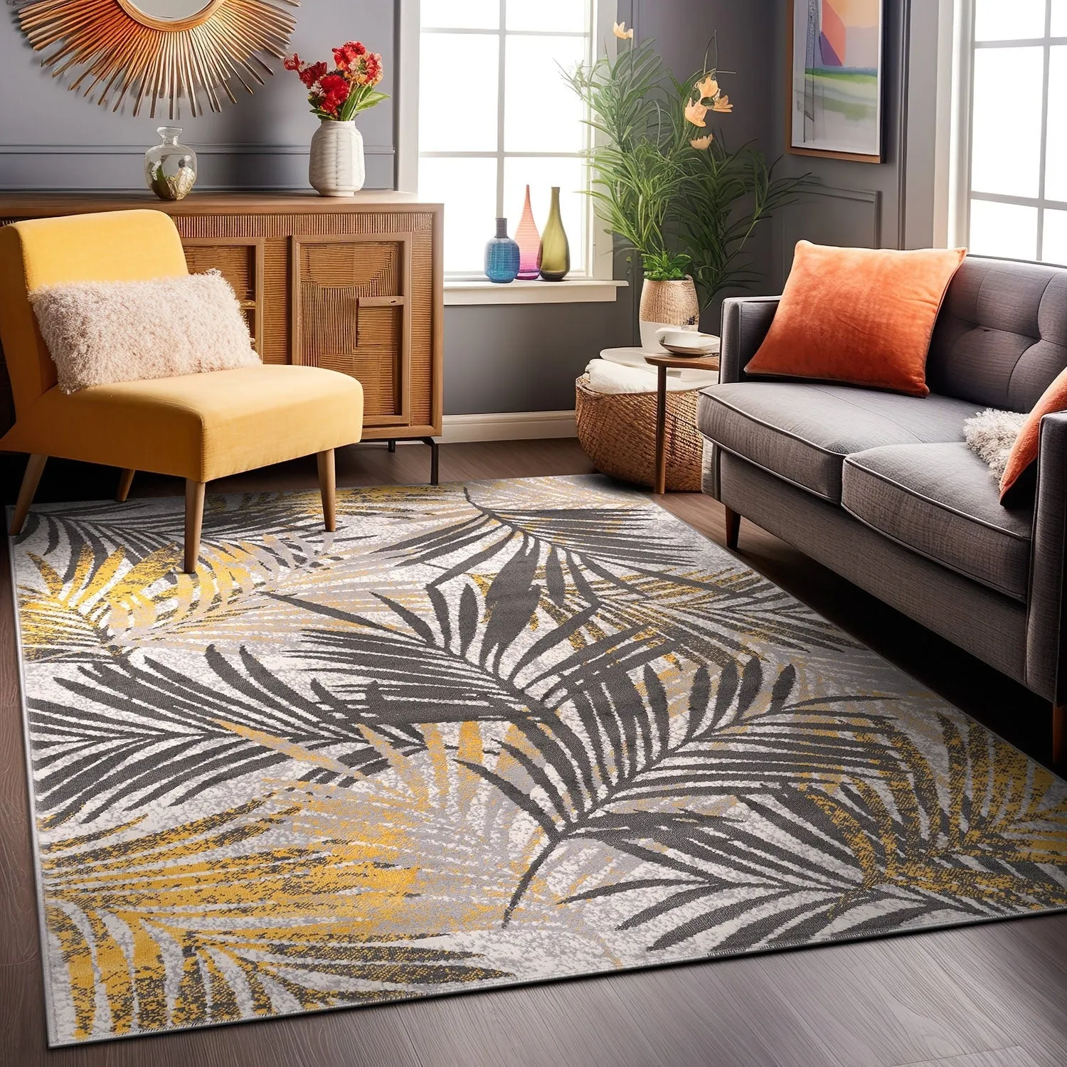 World Rug Gallery Edinburgh Floral Leaves Area Rug