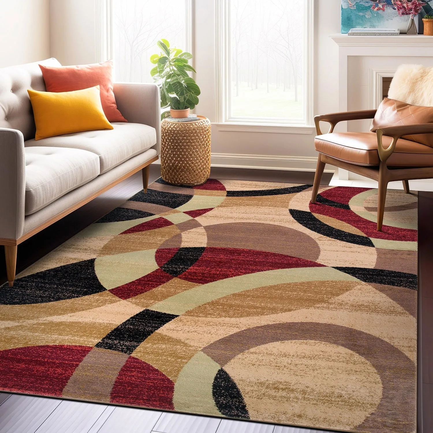 World Rug Gallery Geometric Circles Area Rug
