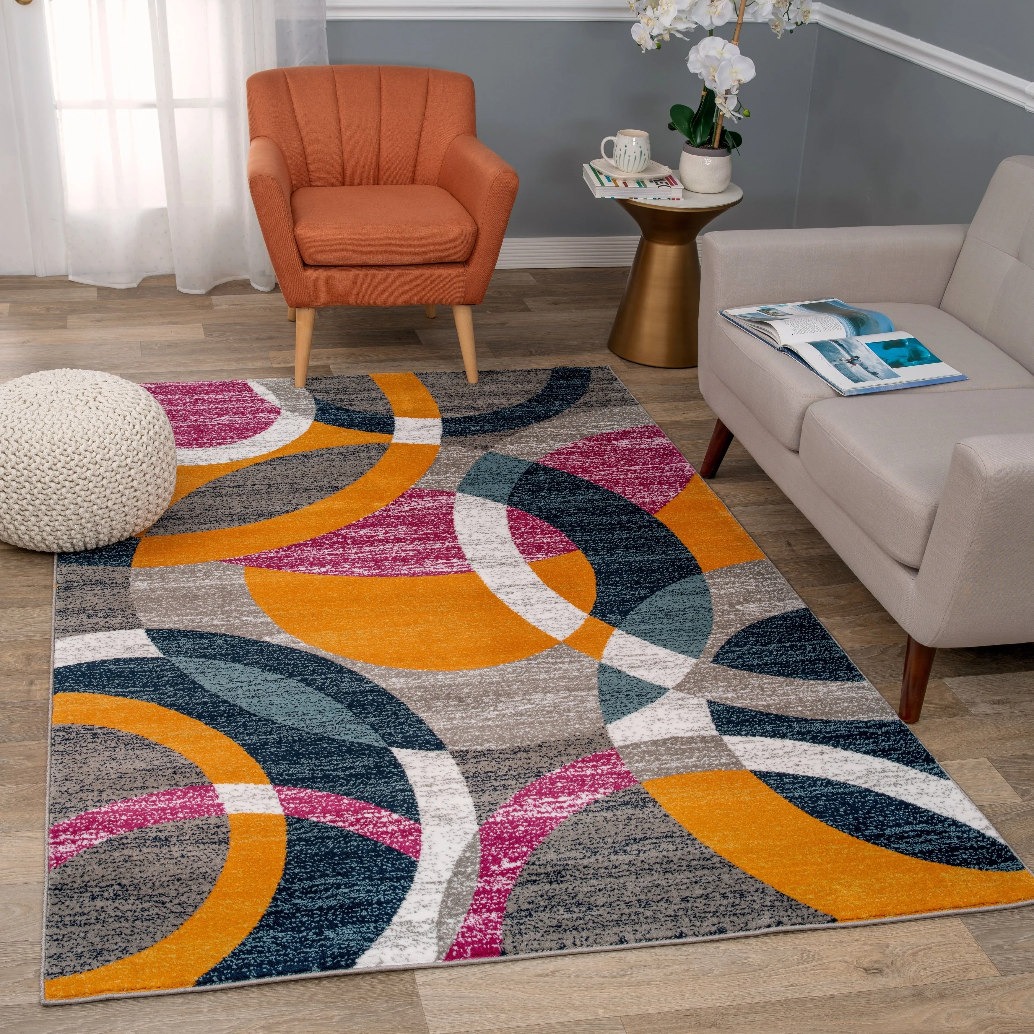 World Rug Gallery Geometric Circles Area Rug