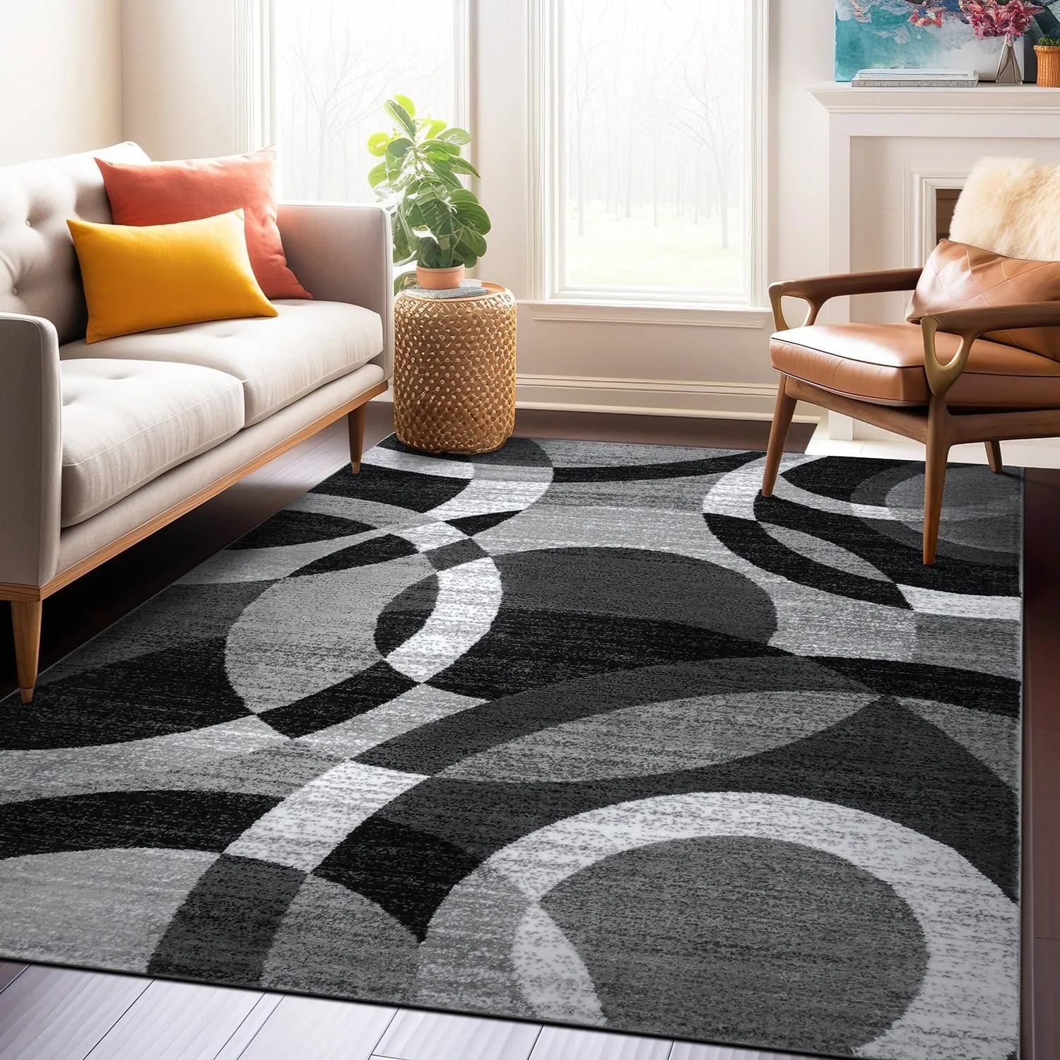 World Rug Gallery Geometric Circles Area Rug
