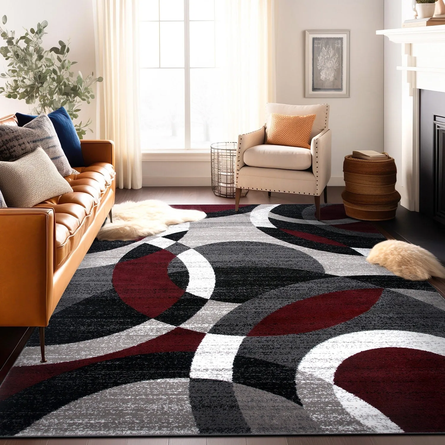 World Rug Gallery Geometric Circles Area Rug