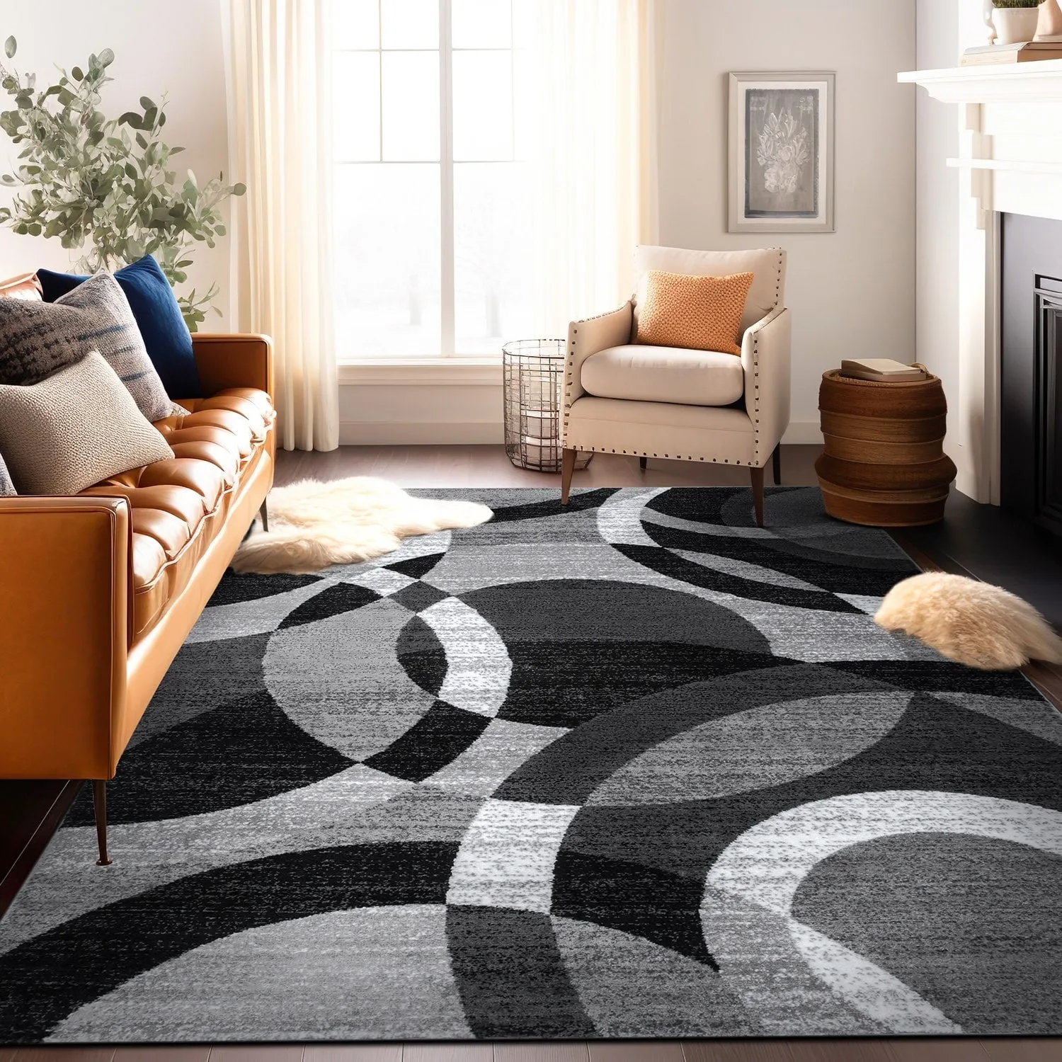 World Rug Gallery Geometric Circles Area Rug