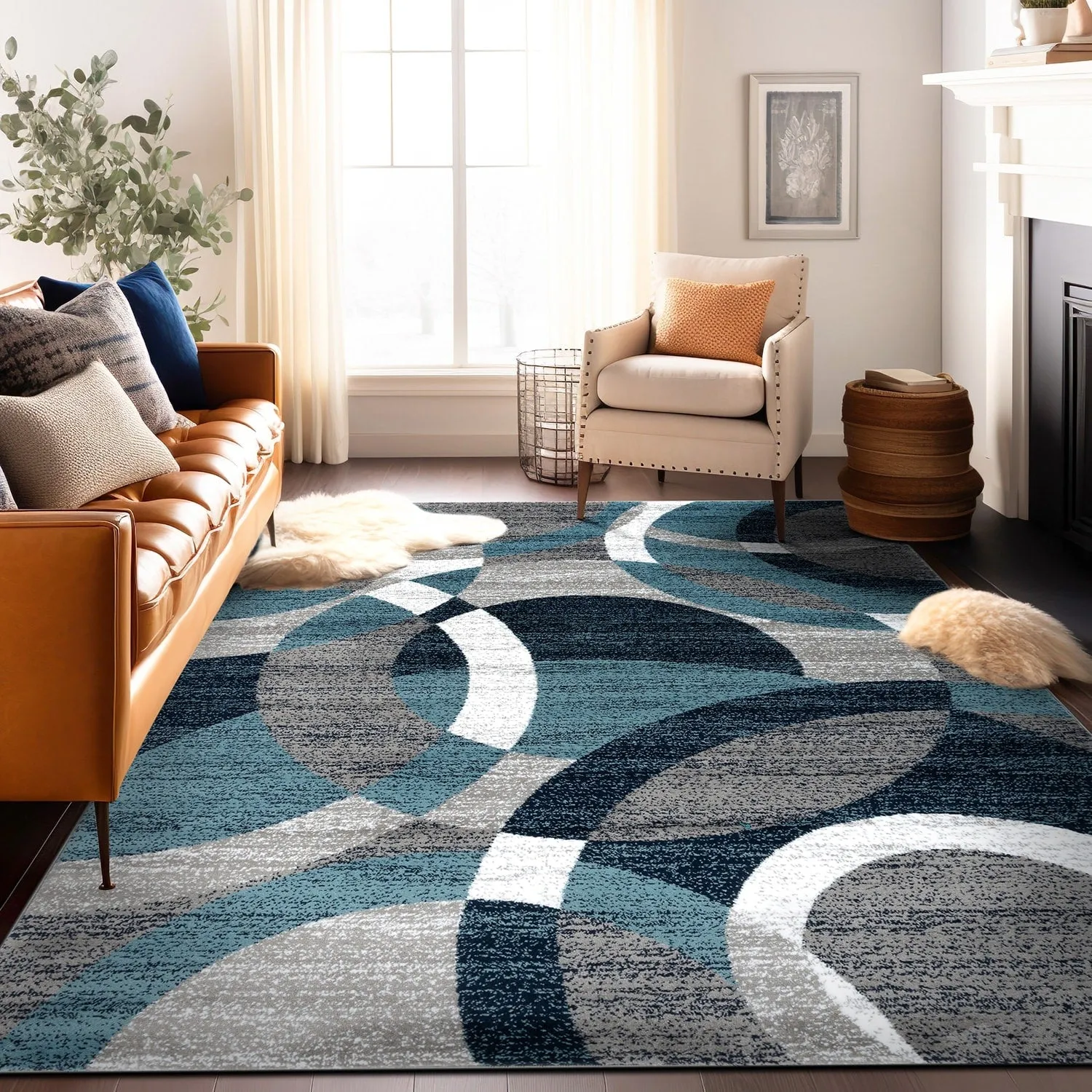 World Rug Gallery Geometric Circles Area Rug