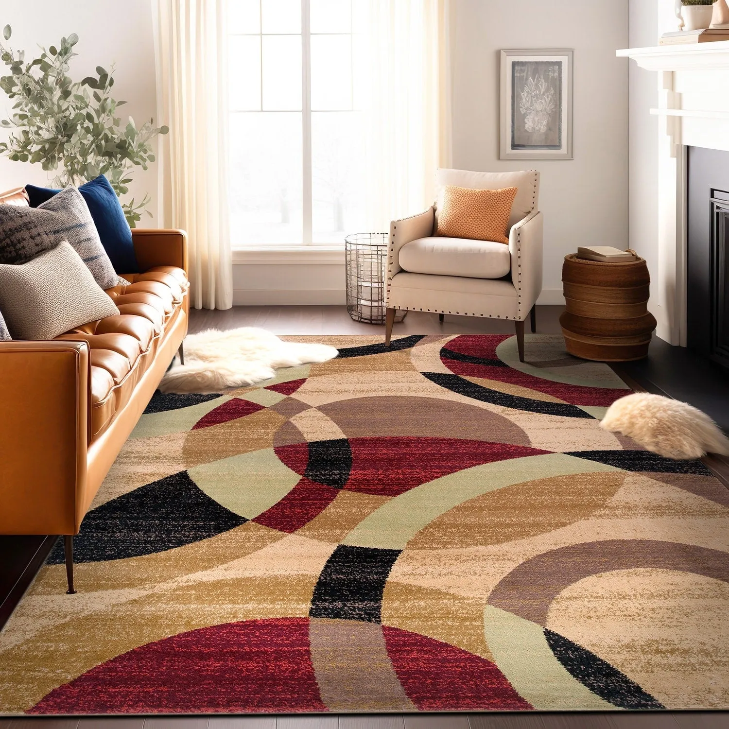 World Rug Gallery Geometric Circles Area Rug