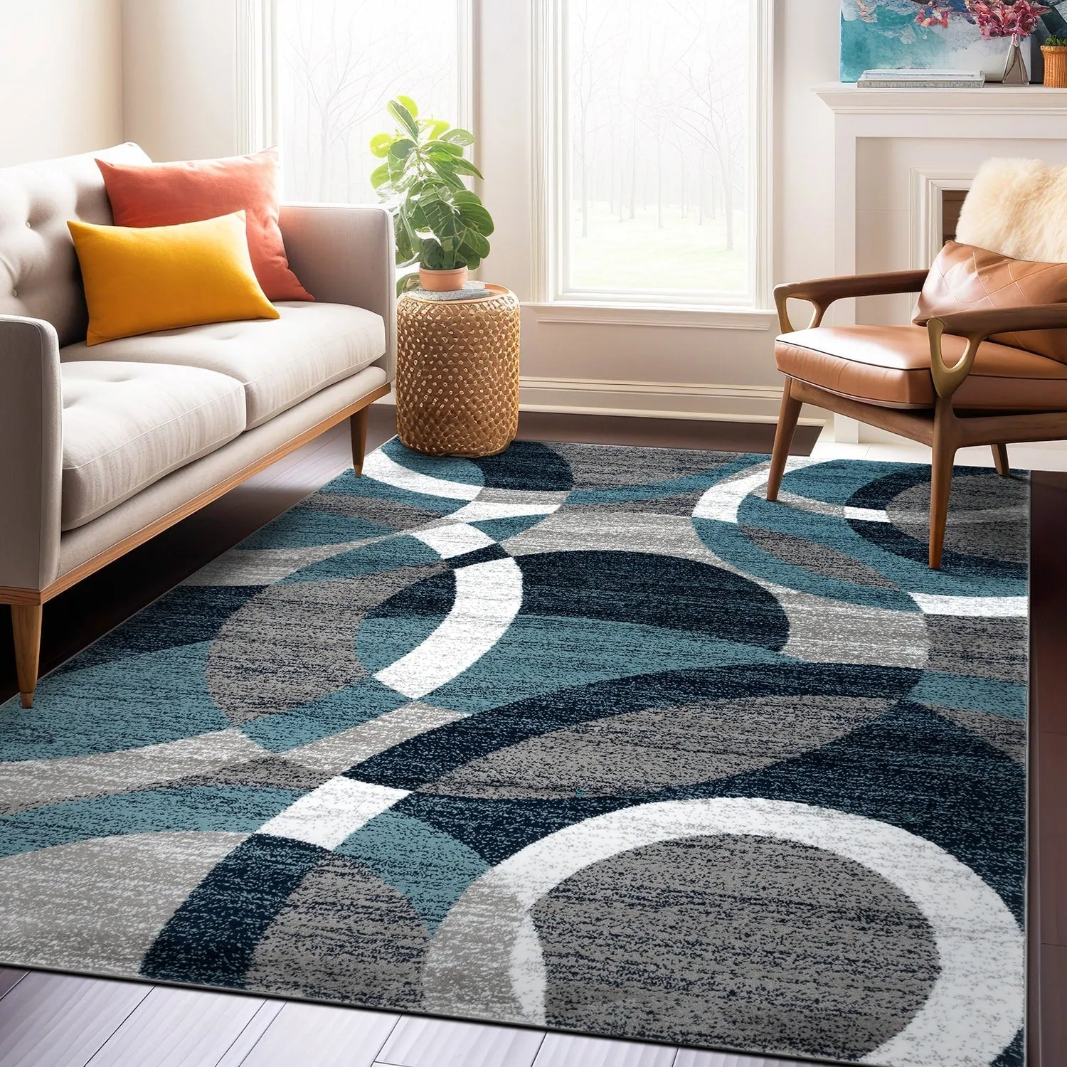 World Rug Gallery Geometric Circles Area Rug