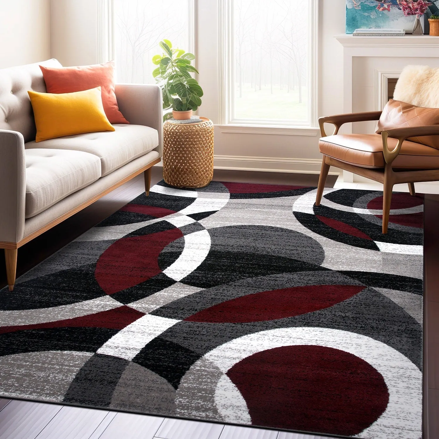 World Rug Gallery Geometric Circles Area Rug