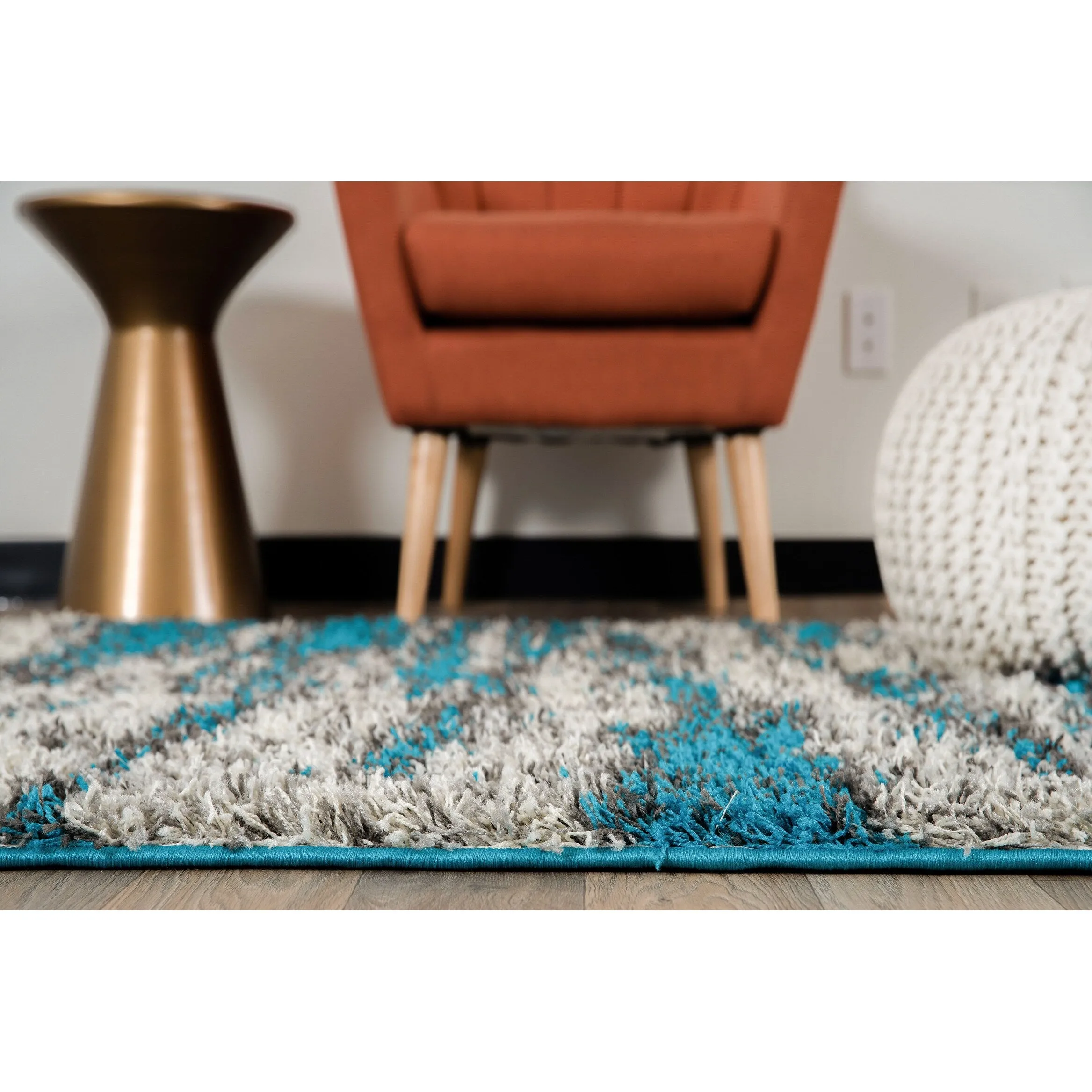 World Rug Gallery Modern Abstract Design Plush Shag Area Rug