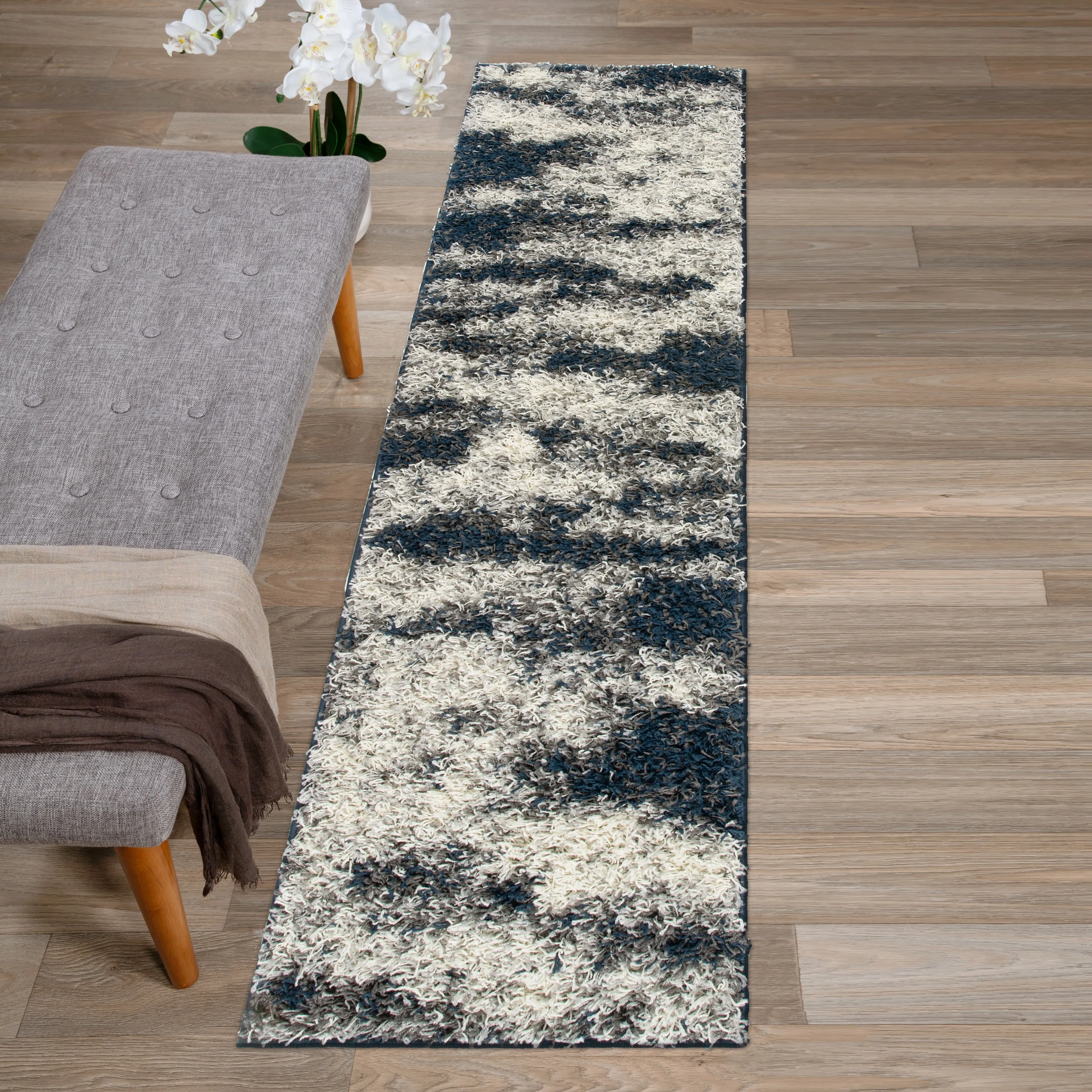 World Rug Gallery Modern Abstract Design Plush Shag Area Rug