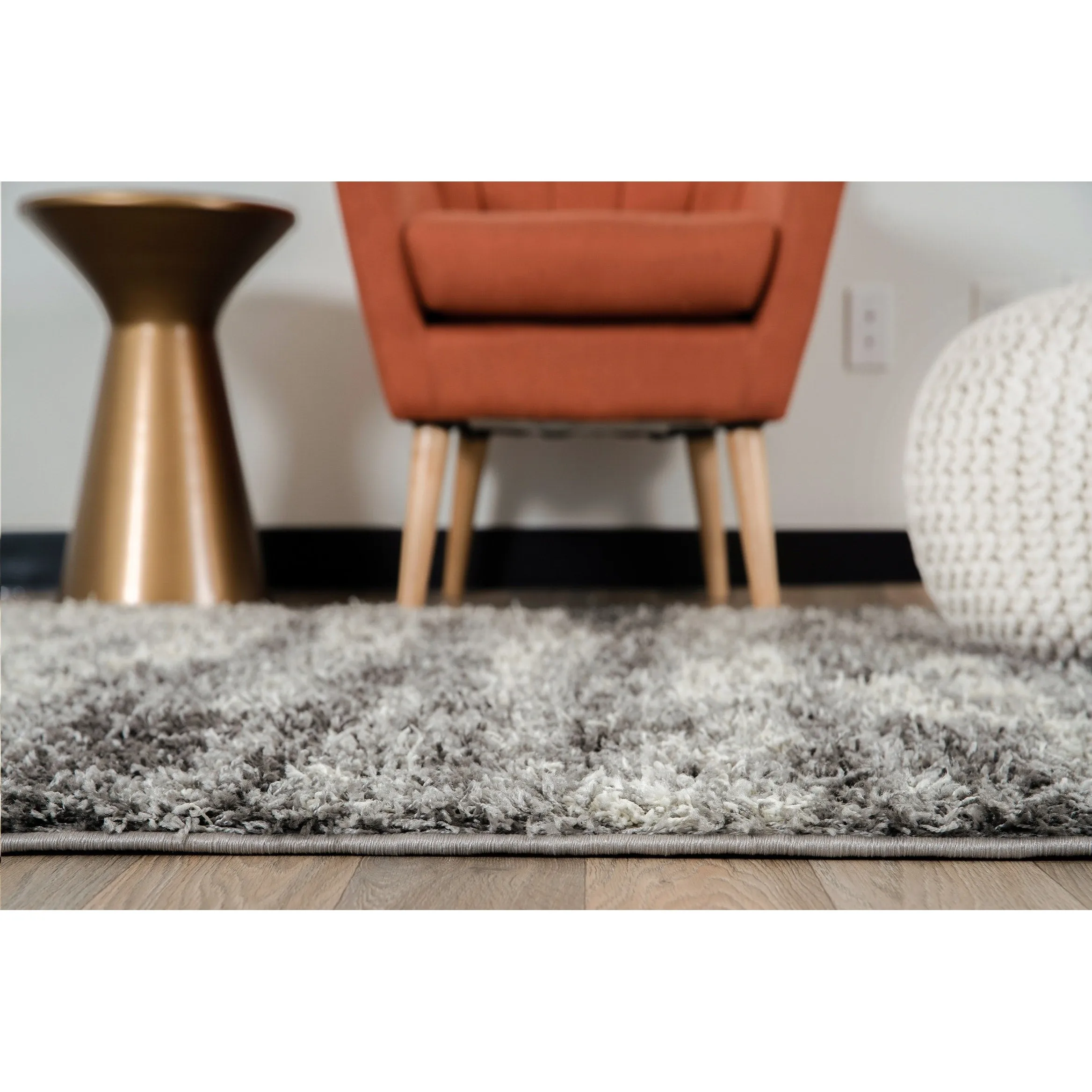 World Rug Gallery Modern Abstract Design Plush Shag Area Rug