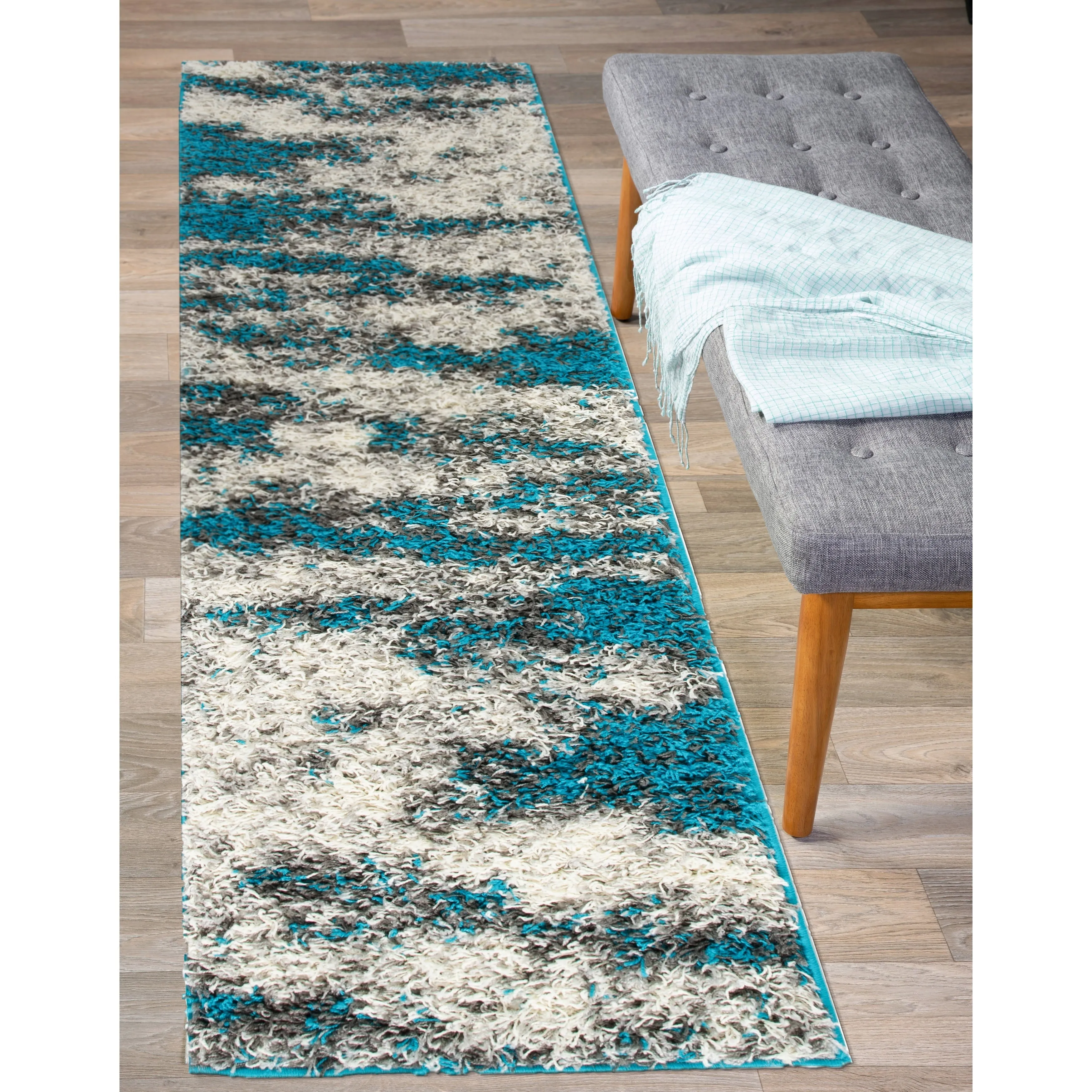 World Rug Gallery Modern Abstract Design Plush Shag Area Rug