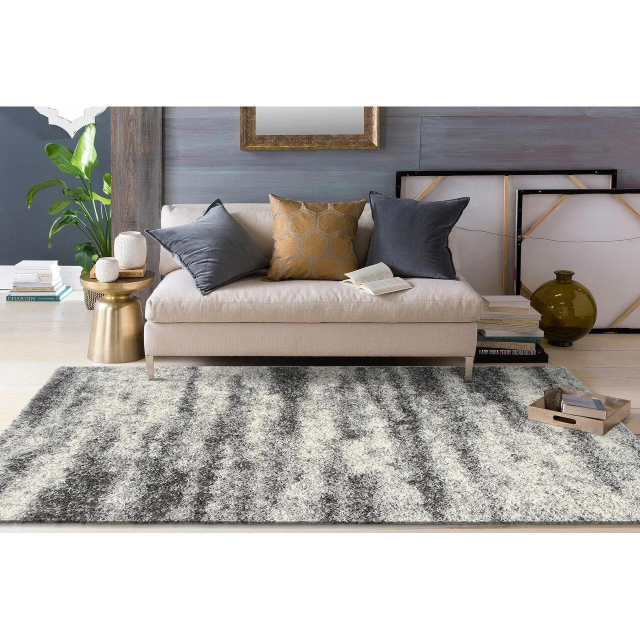 World Rug Gallery Modern Abstract Design Plush Shag Area Rug