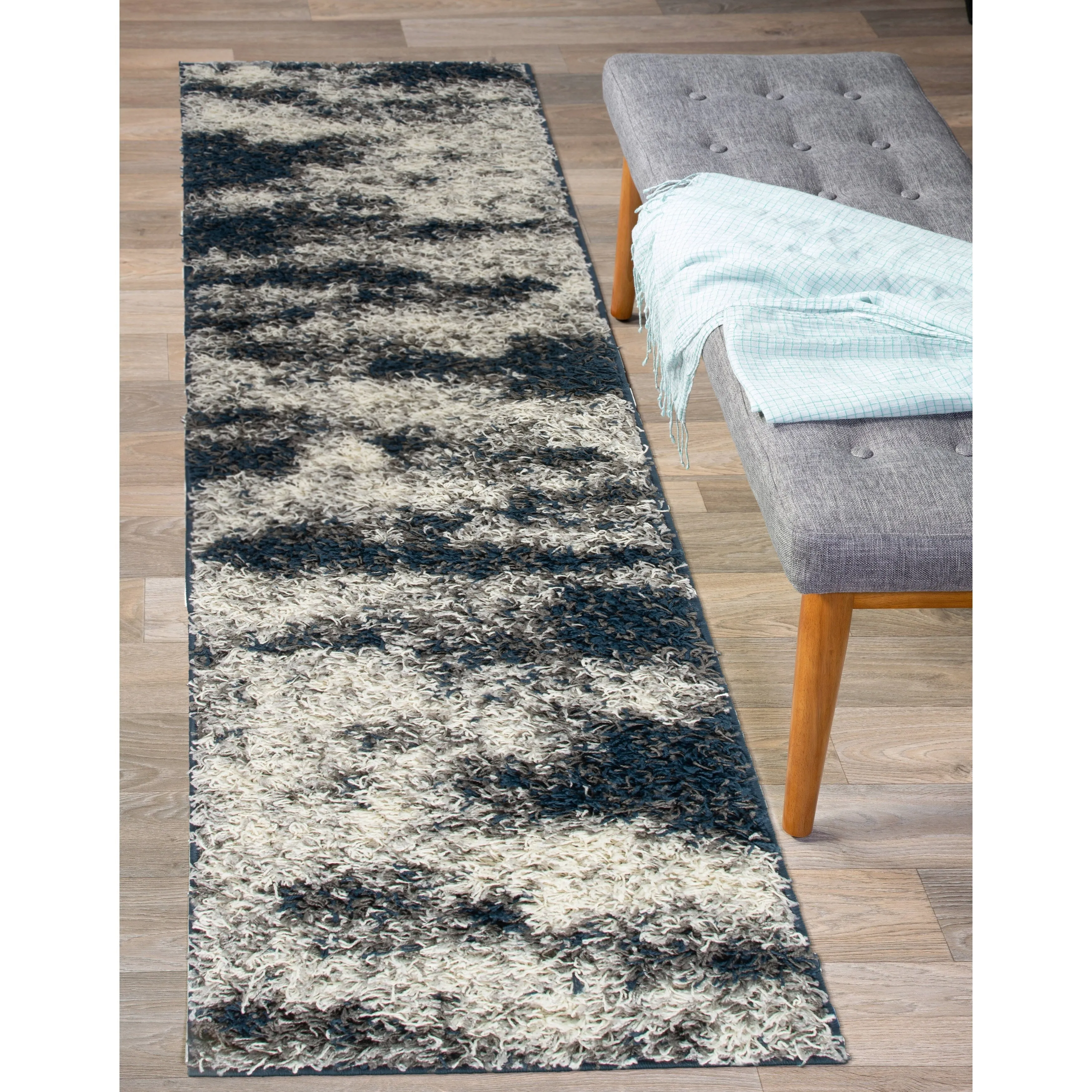 World Rug Gallery Modern Abstract Design Plush Shag Area Rug