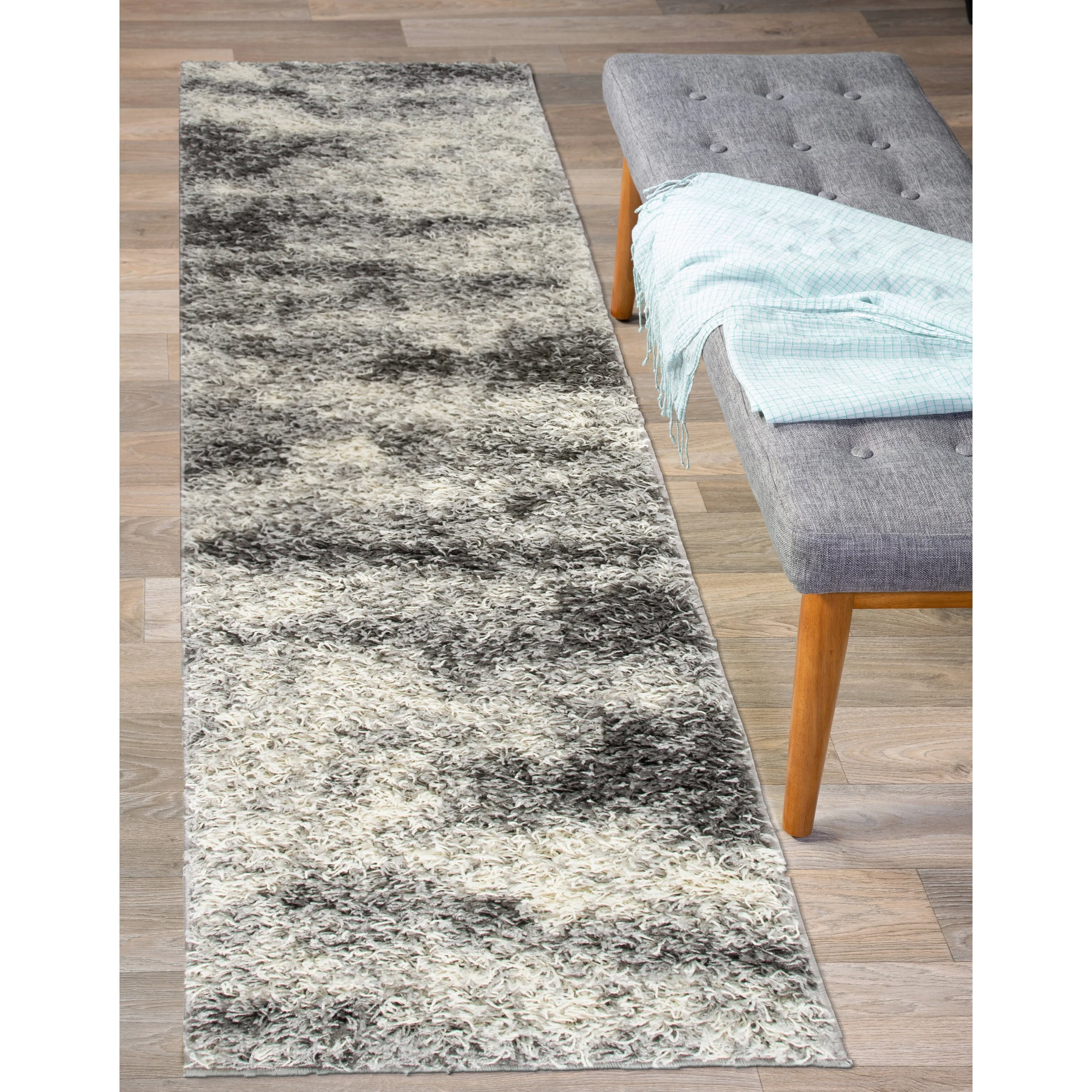 World Rug Gallery Modern Abstract Design Plush Shag Area Rug