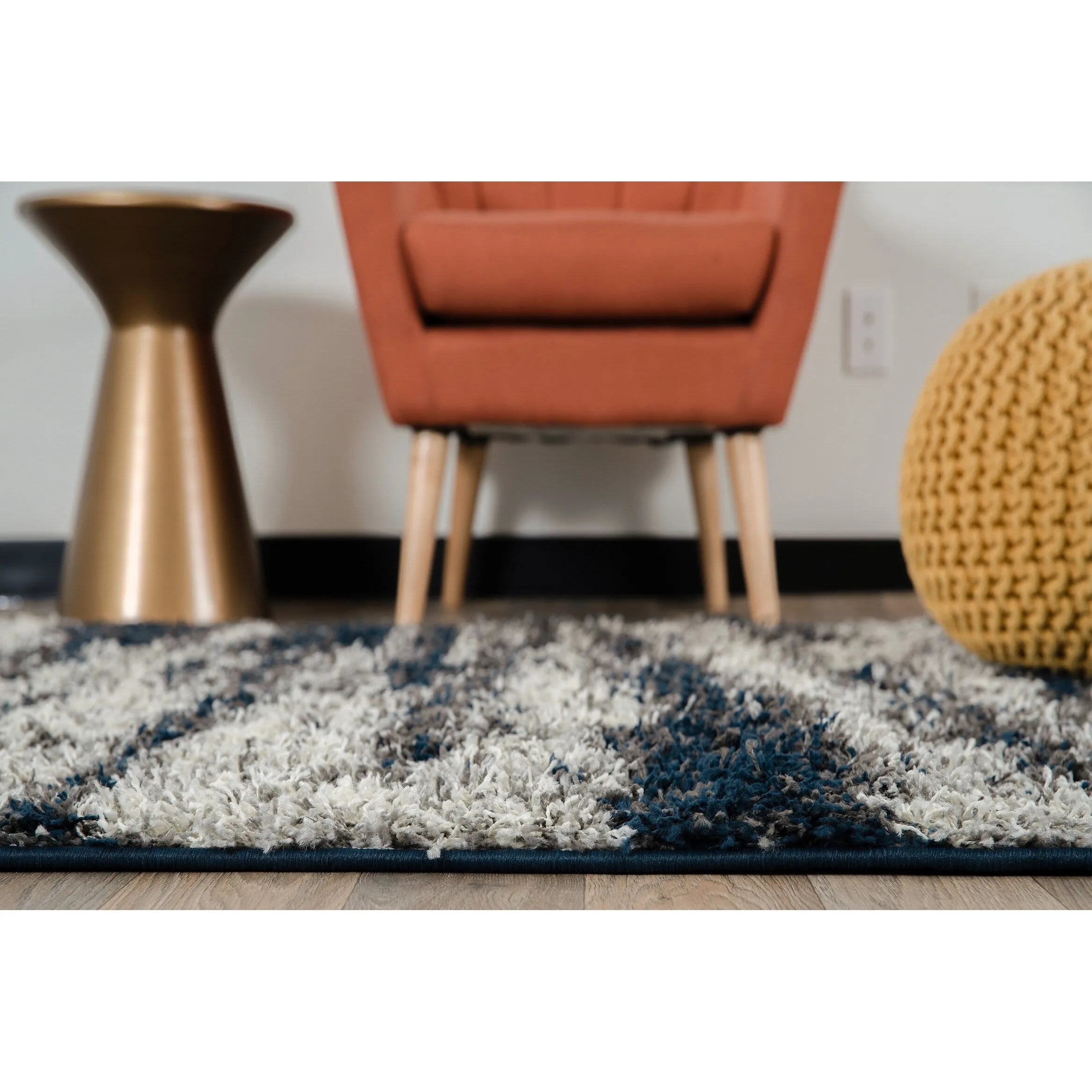 World Rug Gallery Modern Abstract Design Plush Shag Area Rug