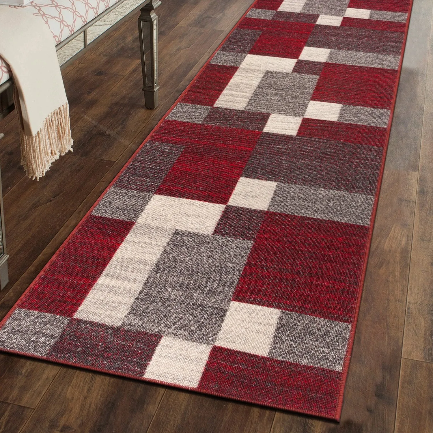 World Rug Gallery Modern Boxes Design Non-slip (Non-skid) Area Rug