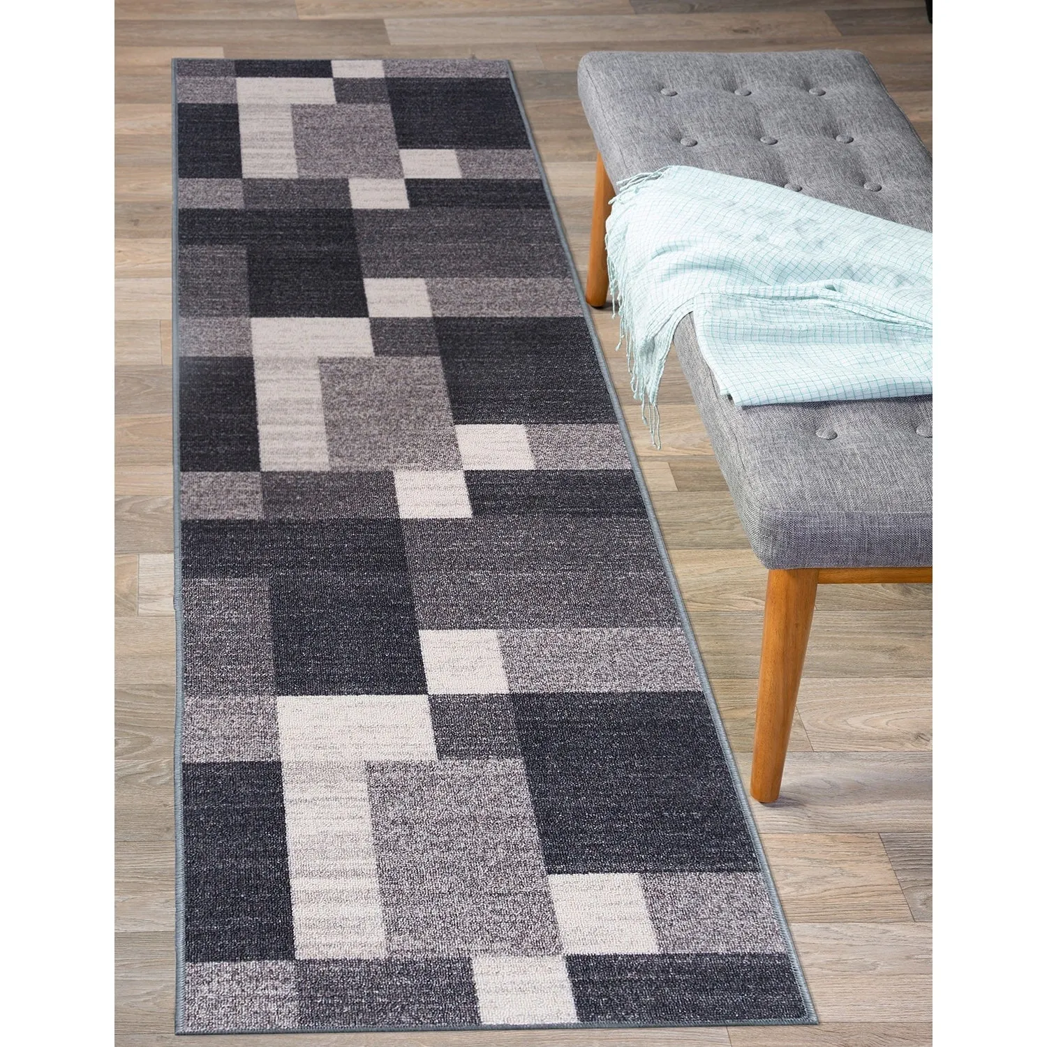 World Rug Gallery Modern Boxes Design Non-slip (Non-skid) Area Rug