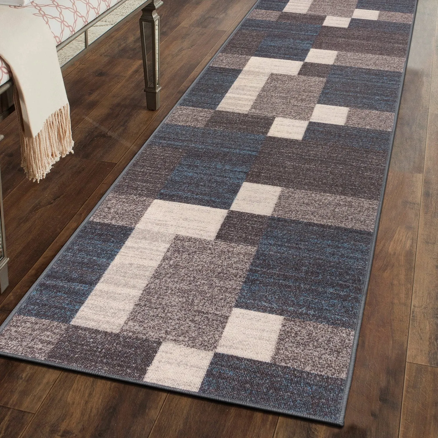 World Rug Gallery Modern Boxes Design Non-slip (Non-skid) Area Rug