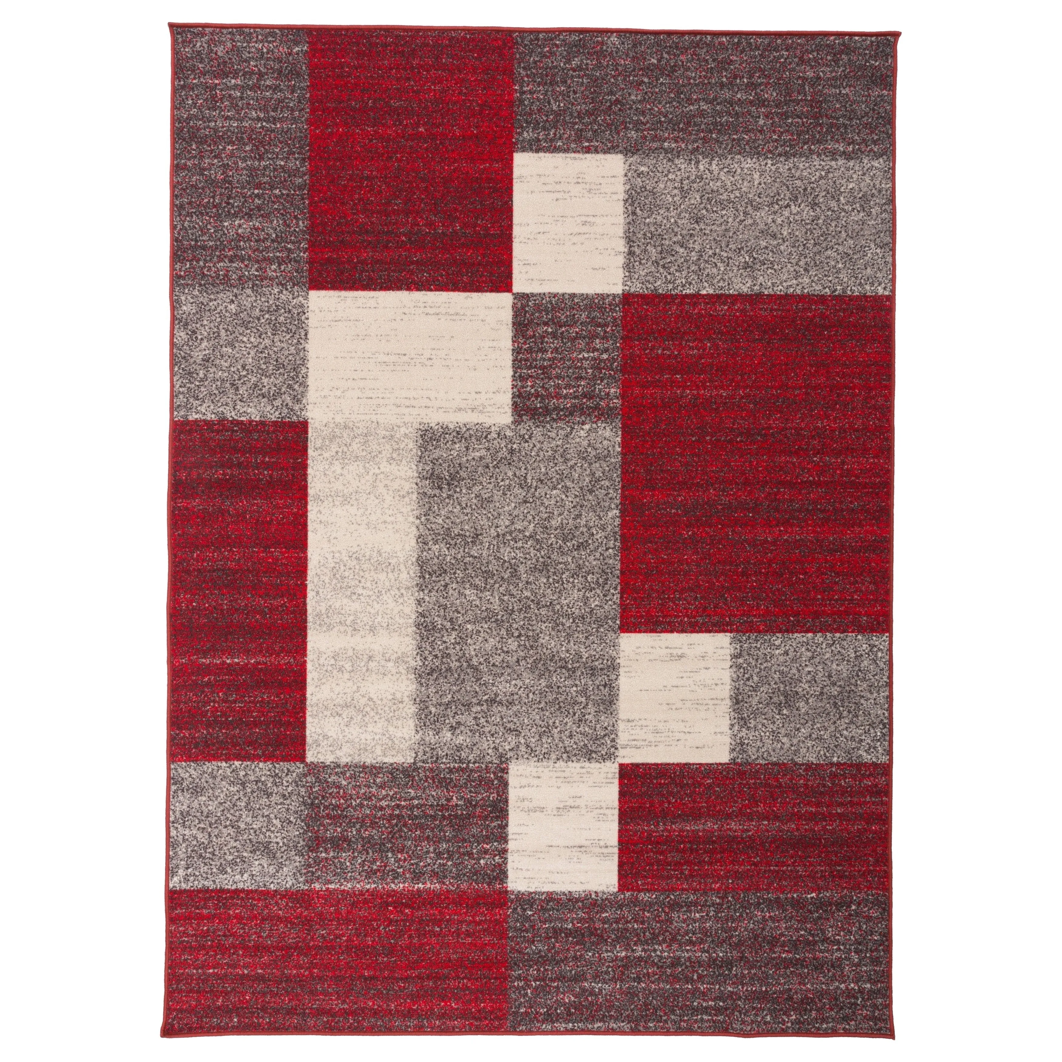 World Rug Gallery Modern Boxes Design Non-slip (Non-skid) Area Rug