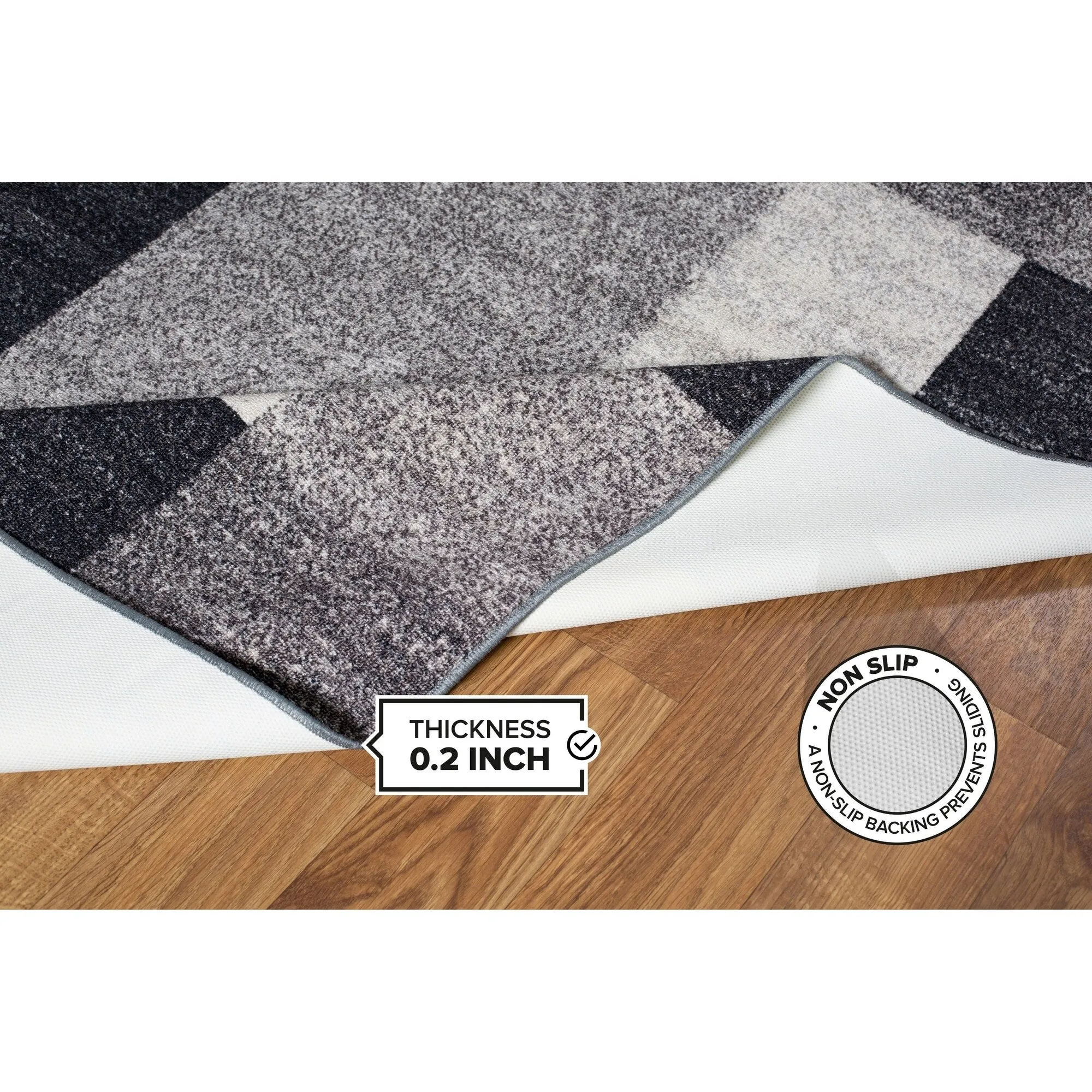 World Rug Gallery Modern Boxes Design Non-slip (Non-skid) Area Rug