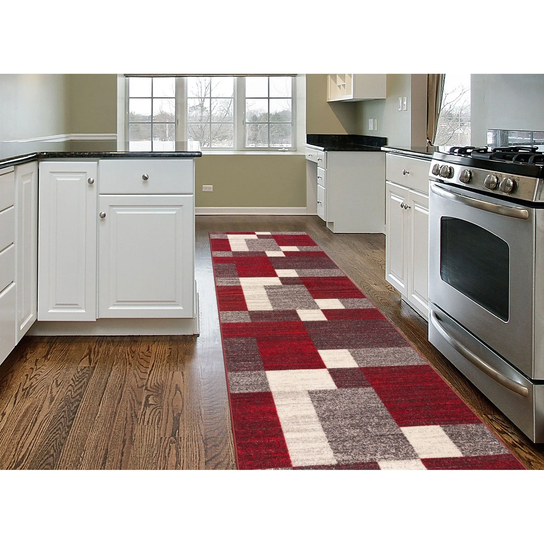World Rug Gallery Modern Boxes Design Non-slip (Non-skid) Area Rug